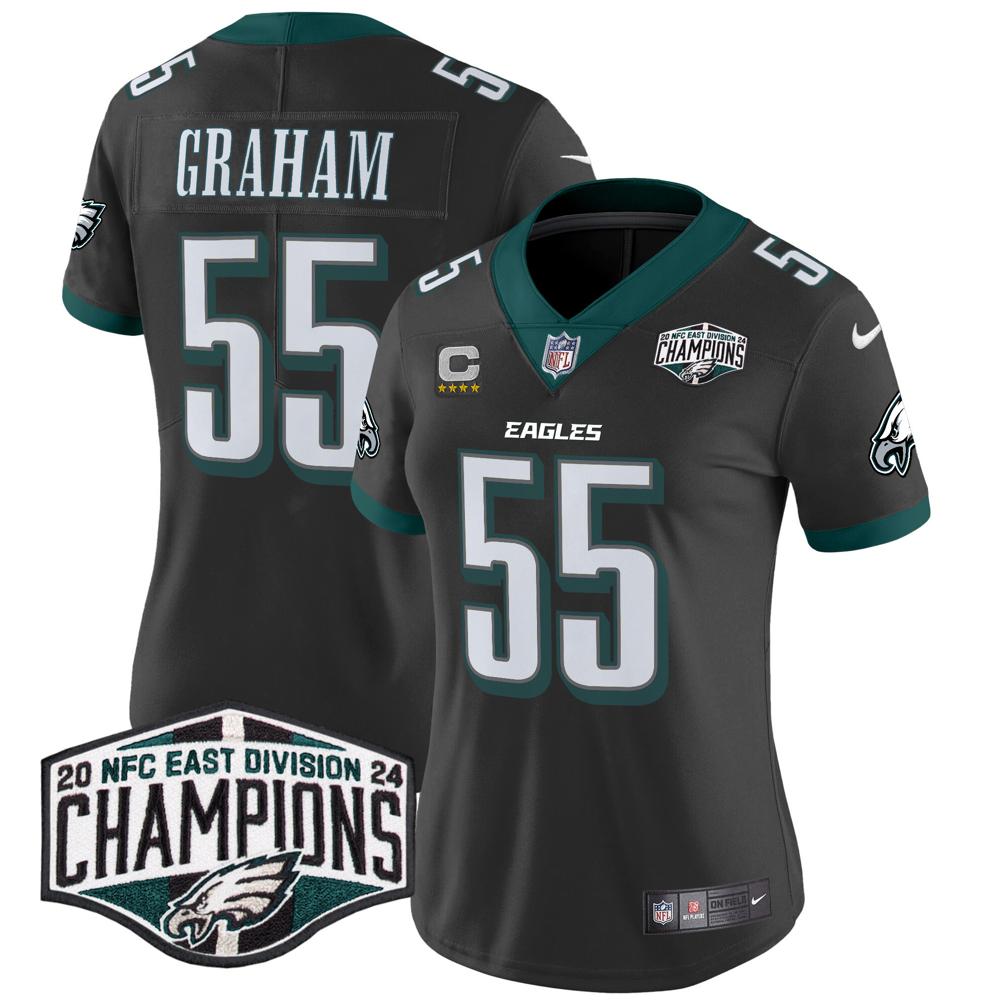 Brandon Graham Women's Philadelphia Eagles 2024 NFC East Division Champions Vapor Limited Black Jersey - All Stitched