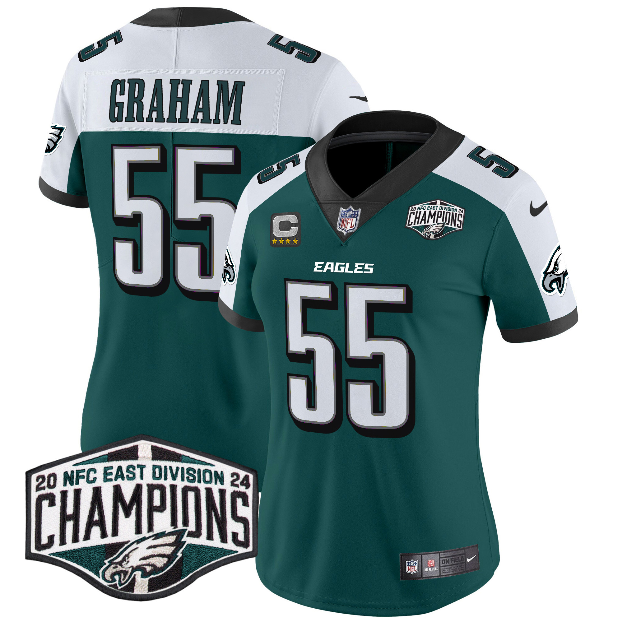 Brandon Graham Women's Philadelphia Eagles 2024 NFC East Division Champions Vapor Limited Green Alternate Jersey - All Stitched