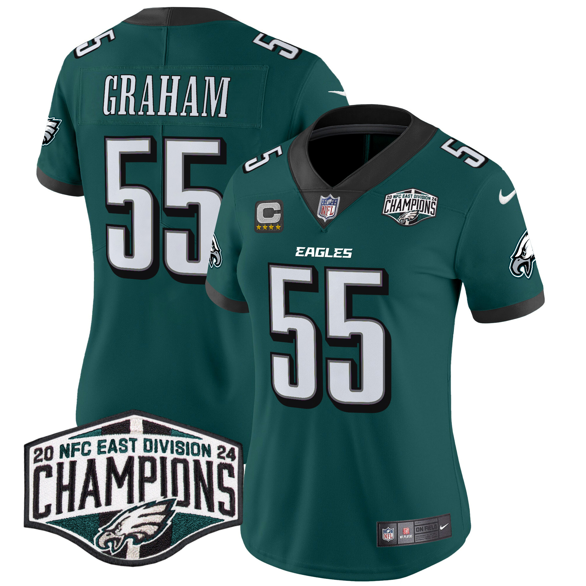 Brandon Graham Women's Philadelphia Eagles 2024 NFC East Division Champions Vapor Limited Midnight Green Jersey - All Stitched