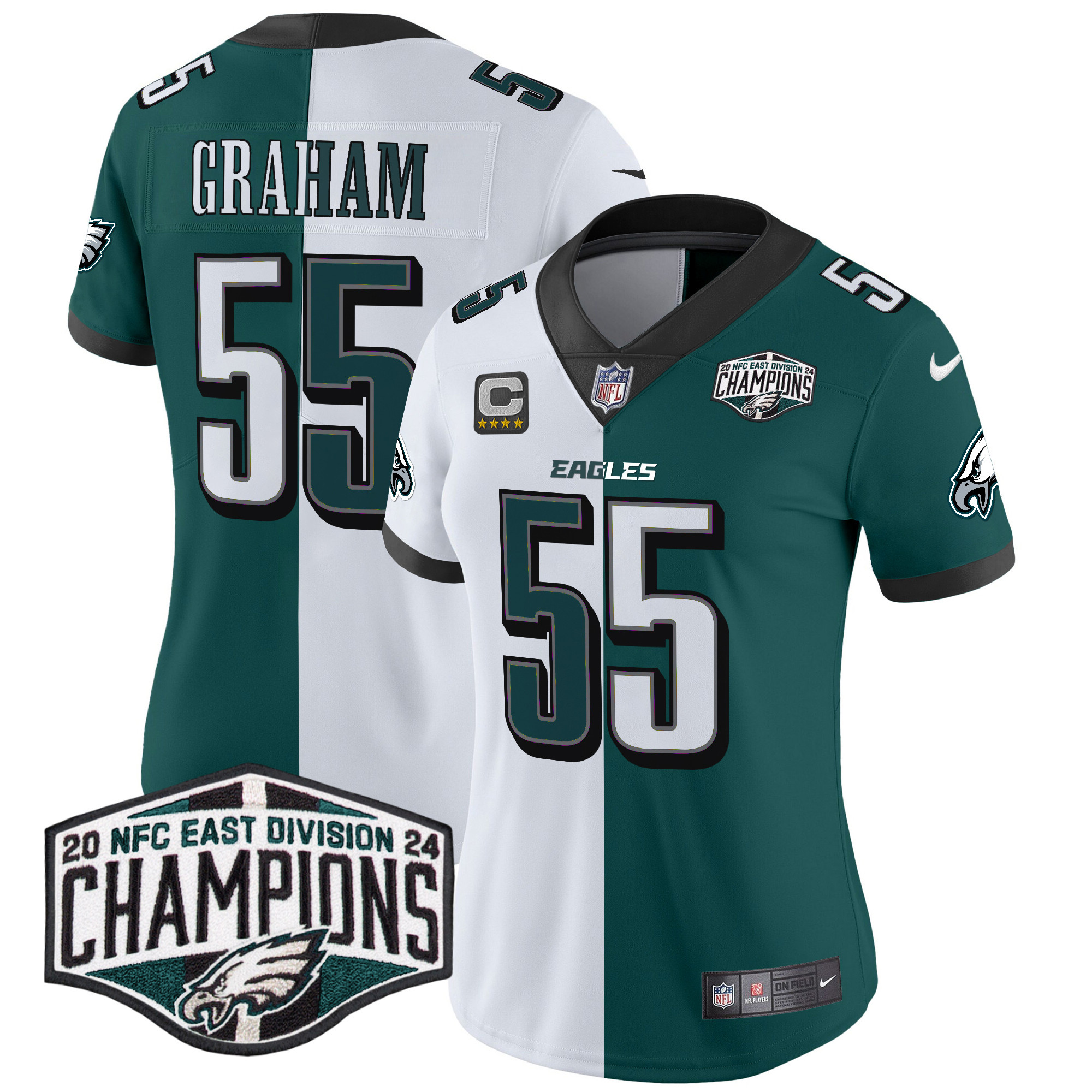 Brandon Graham Women's Philadelphia Eagles 2024 NFC East Division Champions Vapor Limited Split Jersey - All Stitched
