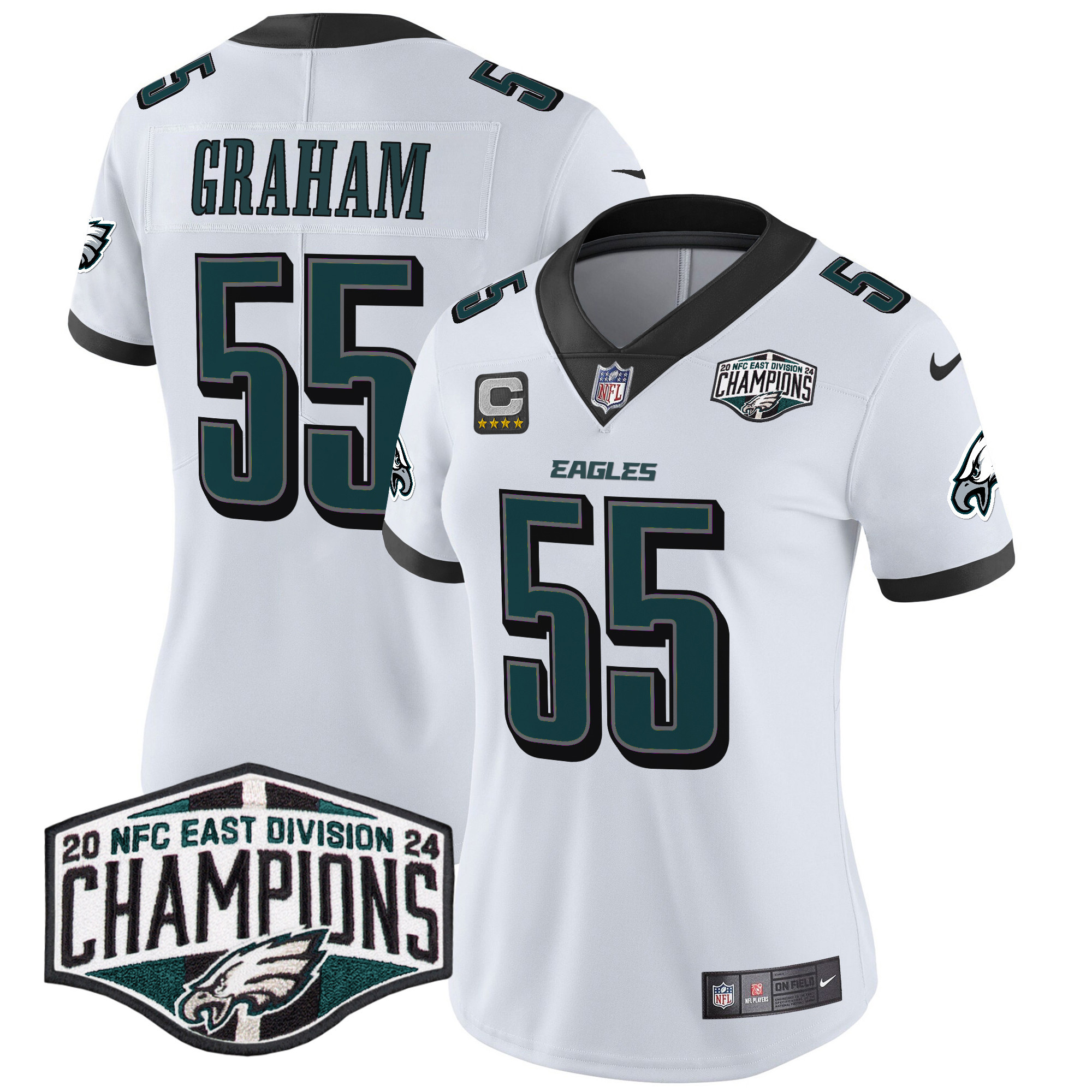 Brandon Graham Women's Philadelphia Eagles 2024 NFC East Division Champions Vapor Limited White Jersey - All Stitched