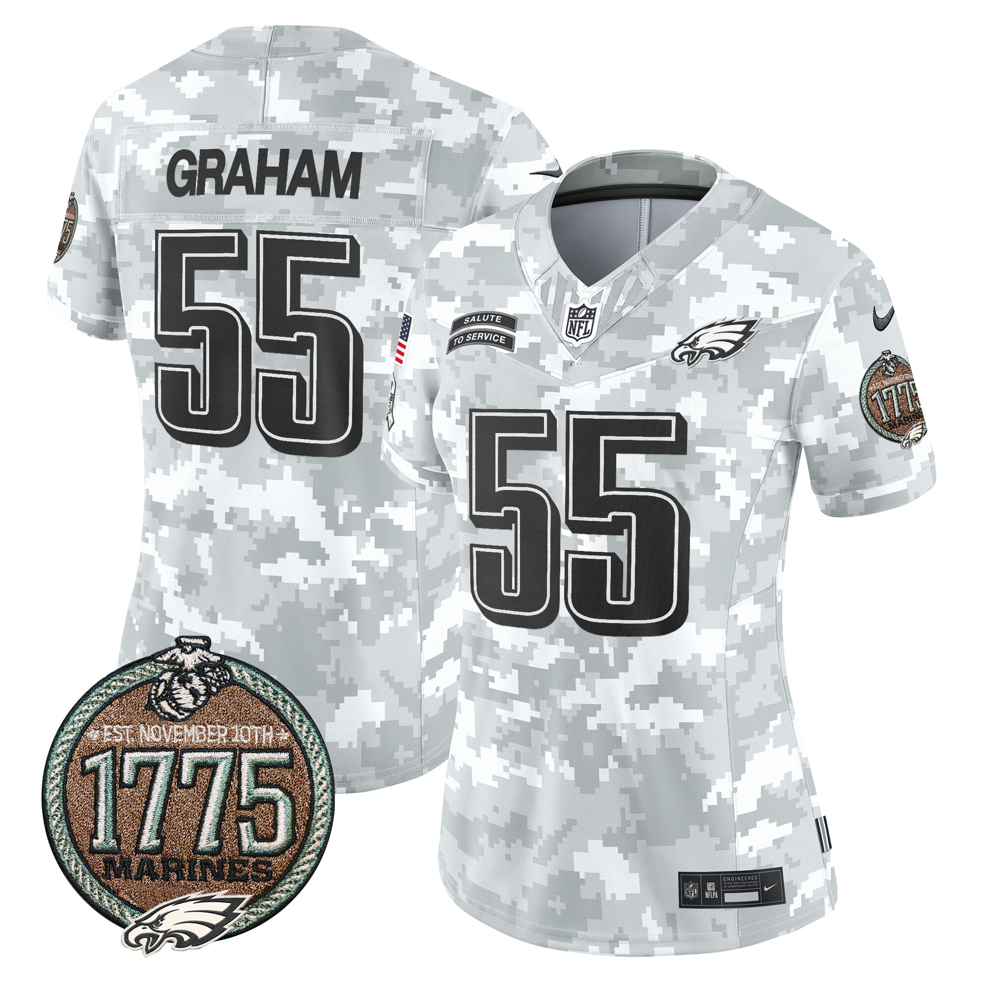 Brandon Graham Women's Philadelphia Eagles 2024 Salute to Service Establishment Year Patch Vapor Limited Marines Jersey - All Stitched
