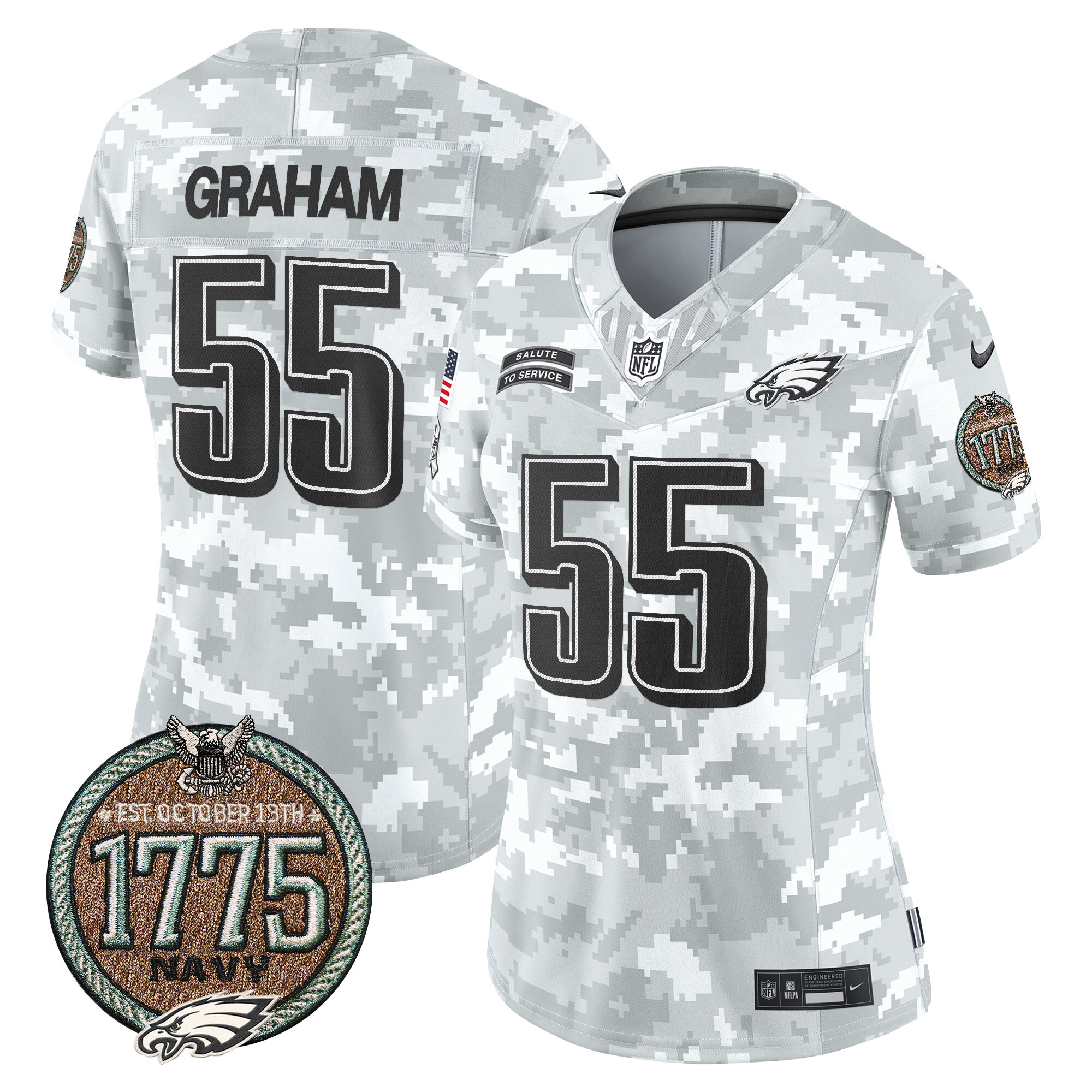 Brandon Graham Women's Philadelphia Eagles 2024 Salute to Service Establishment Year Patch Vapor Limited Navy Jersey - All Stitched