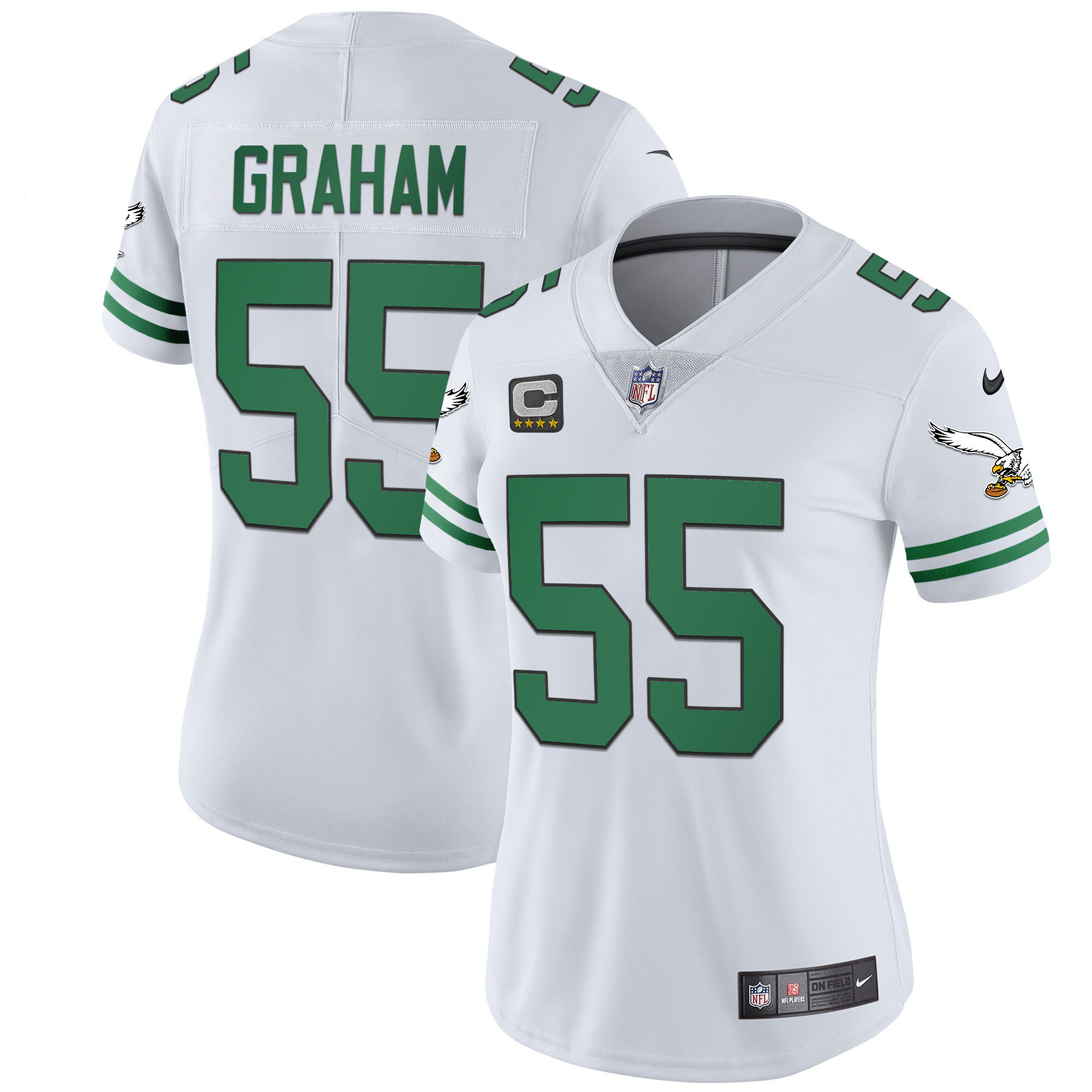 Brandon Graham Women's Philadelphia Eagles Gold & Kelly Vapor Kelly White Jersey - All Stitched