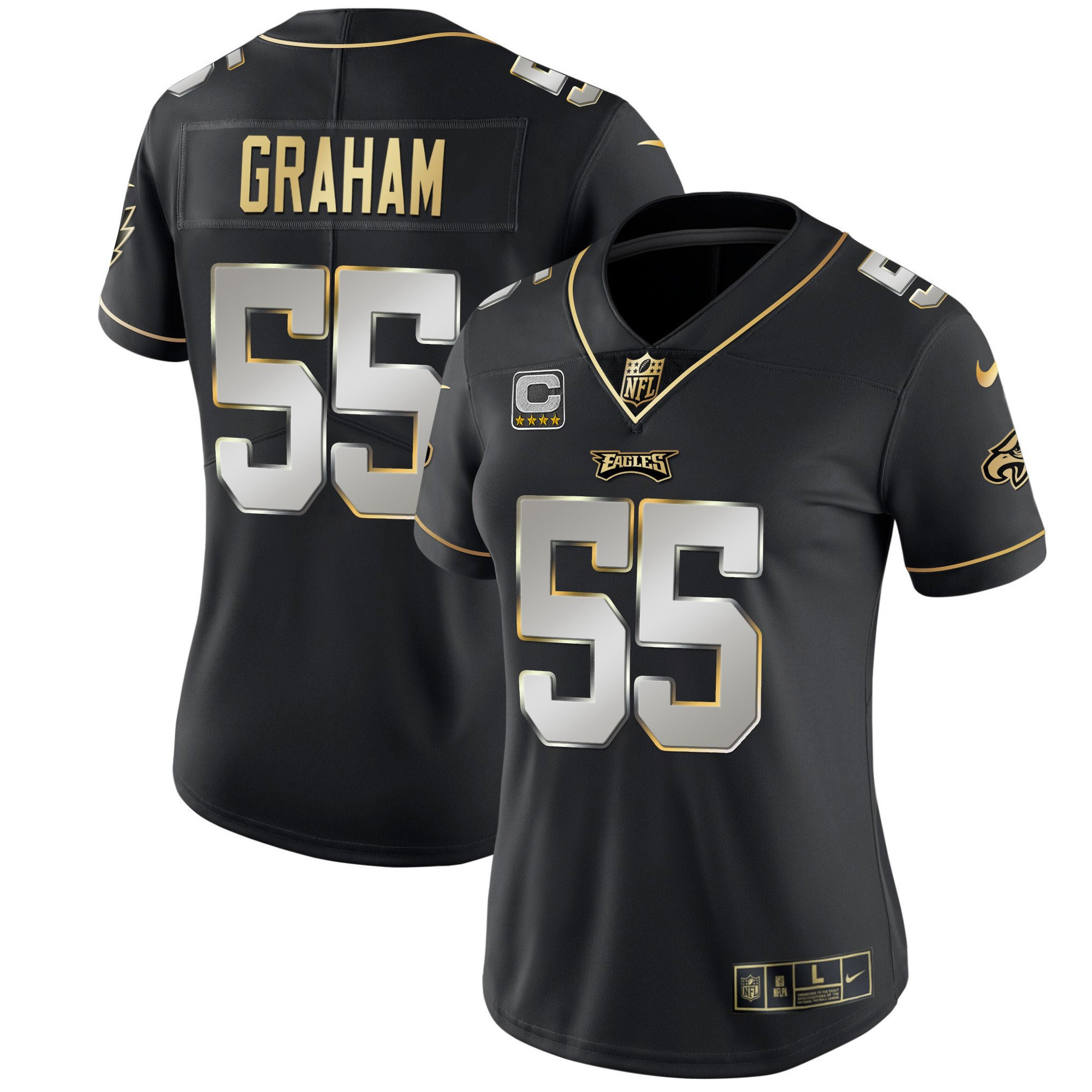 Brandon Graham Women's Philadelphia Eagles Gold & Split Vapor - All Stitched Black Limited Jersey - All Stitched
