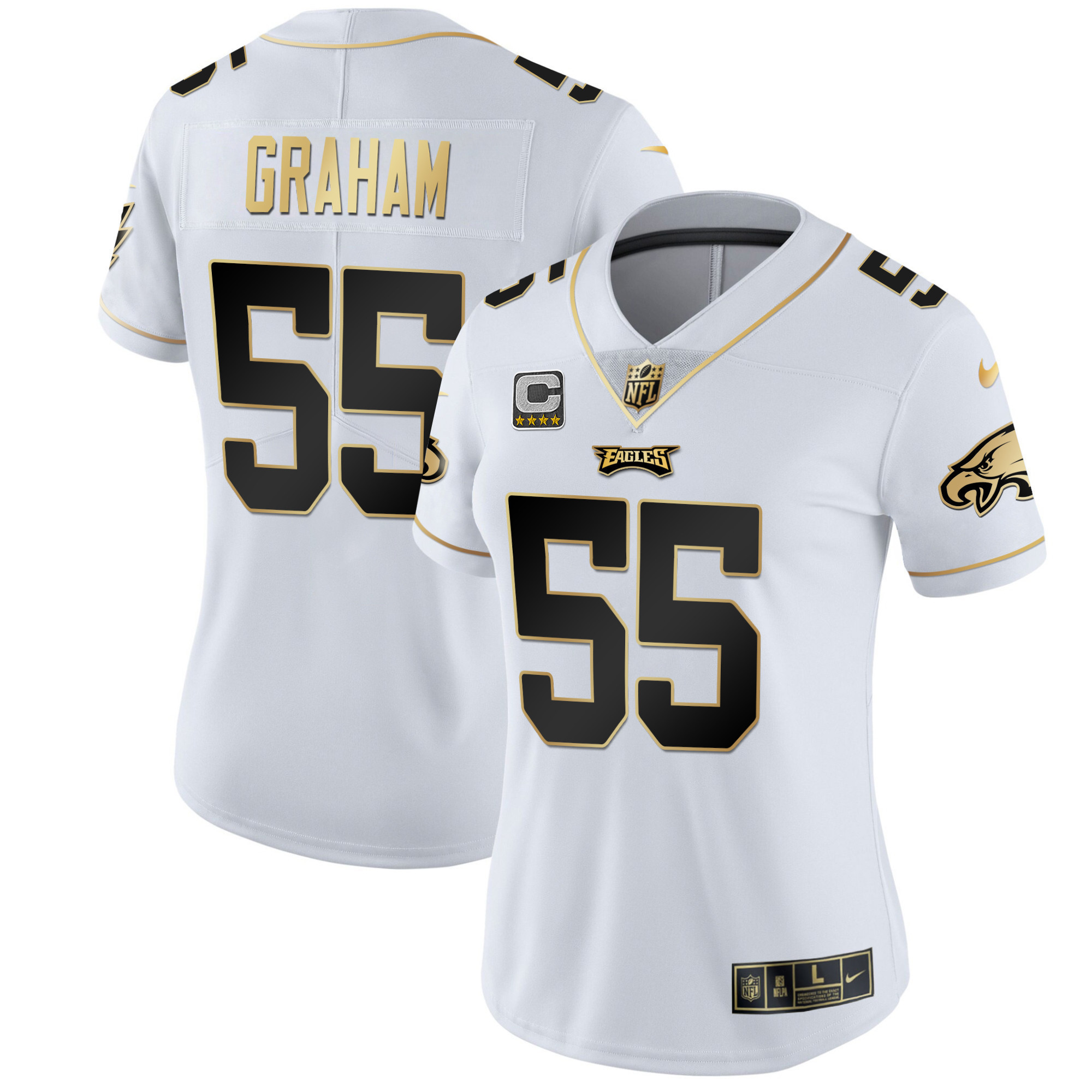 Brandon Graham Women's Philadelphia Eagles Gold & Split Vapor - All Stitched White Gold Jersey - All Stitched