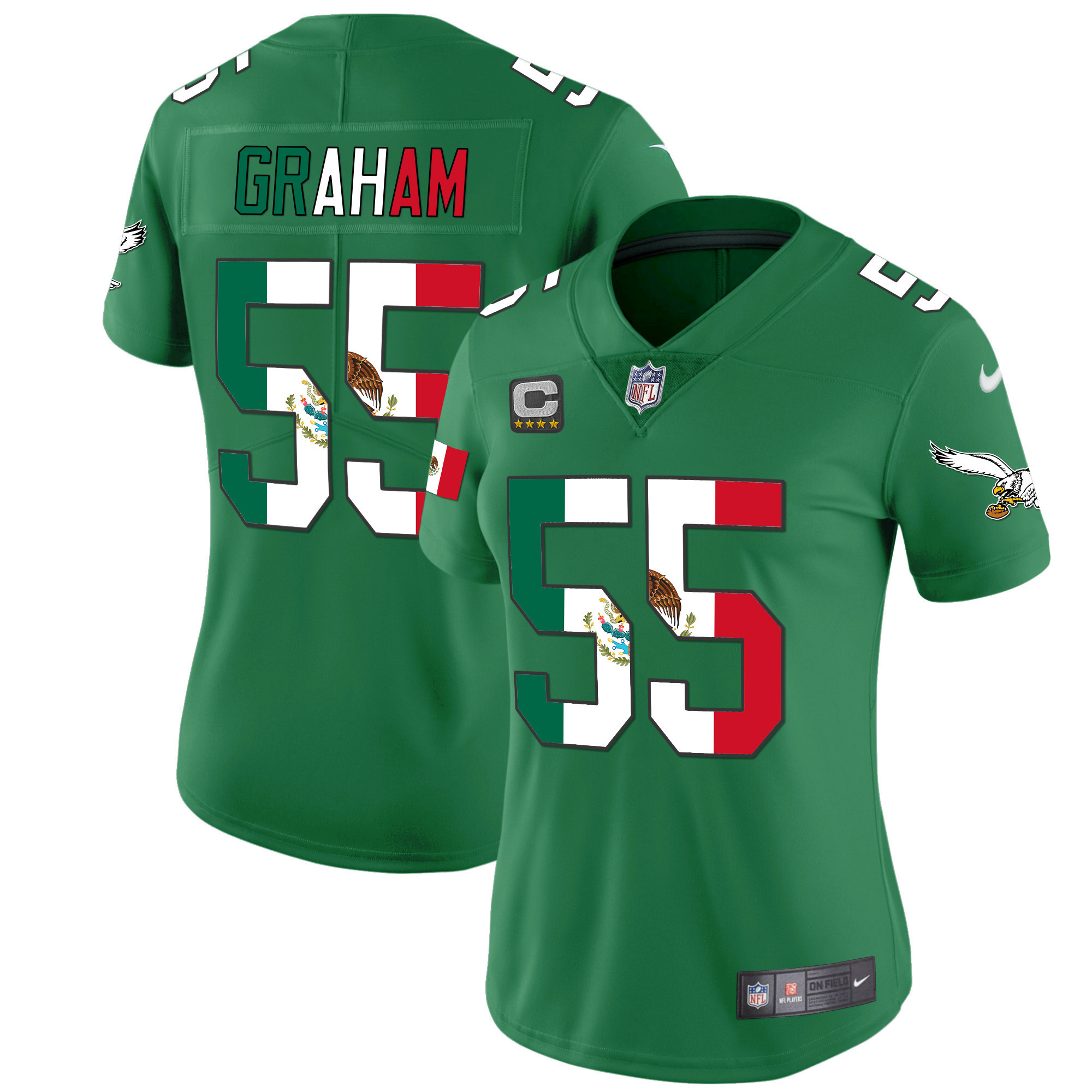 Brandon Graham Women's Philadelphia Eagles Mexico Gold & Kelly Vapor Kelly Green Jersey - All Stitched