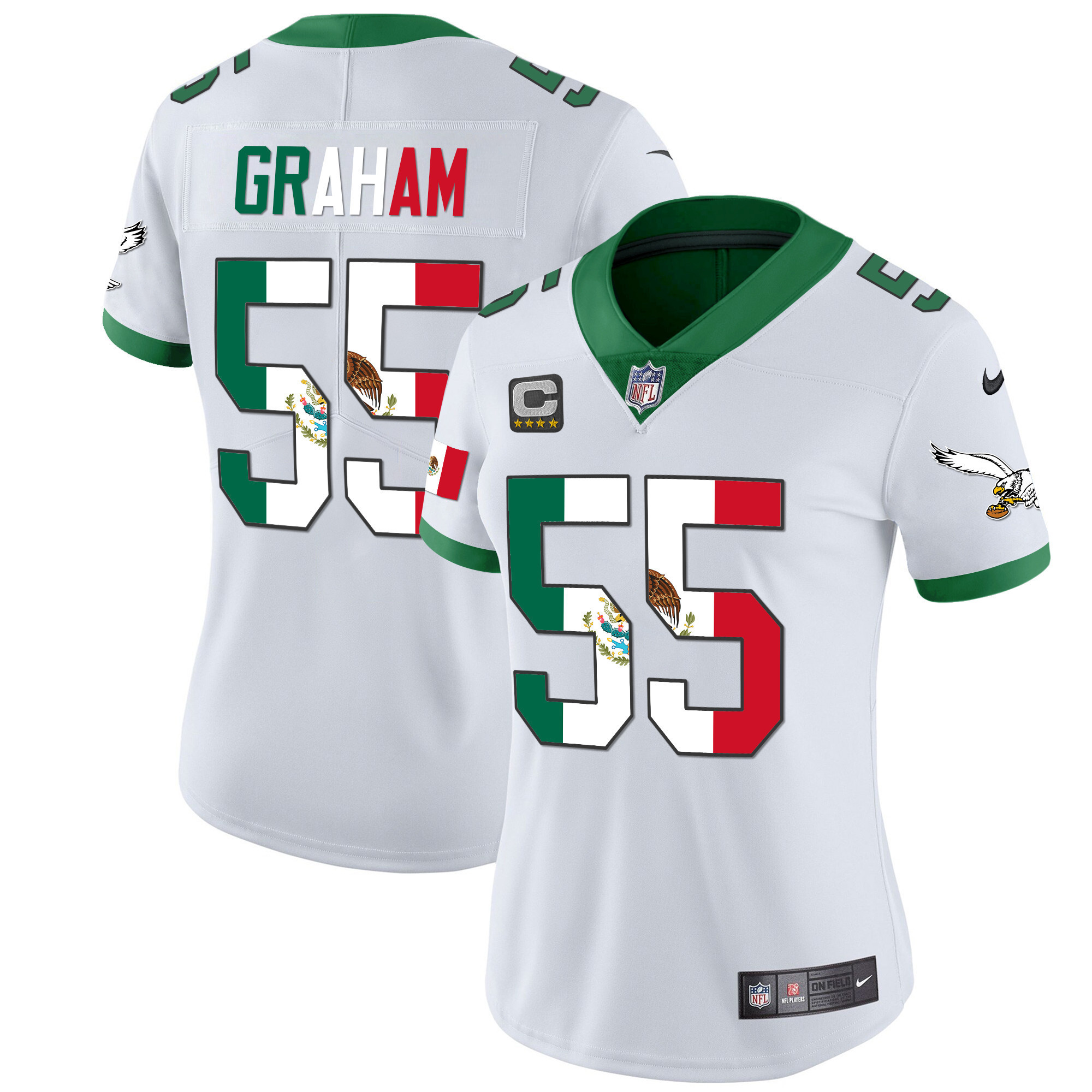 Brandon Graham Women's Philadelphia Eagles Mexico Gold & Kelly Vapor Kelly White Jersey - All Stitched