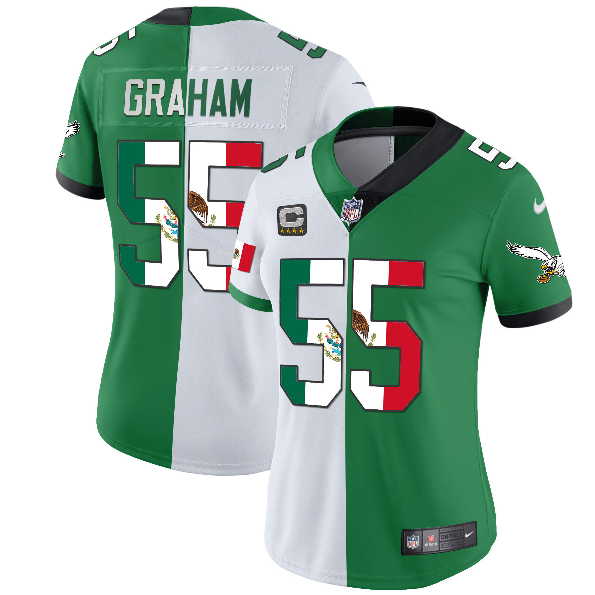 Brandon Graham Women's Philadelphia Eagles Mexico Gold & Kelly Vapor Split Jersey - All Stitched