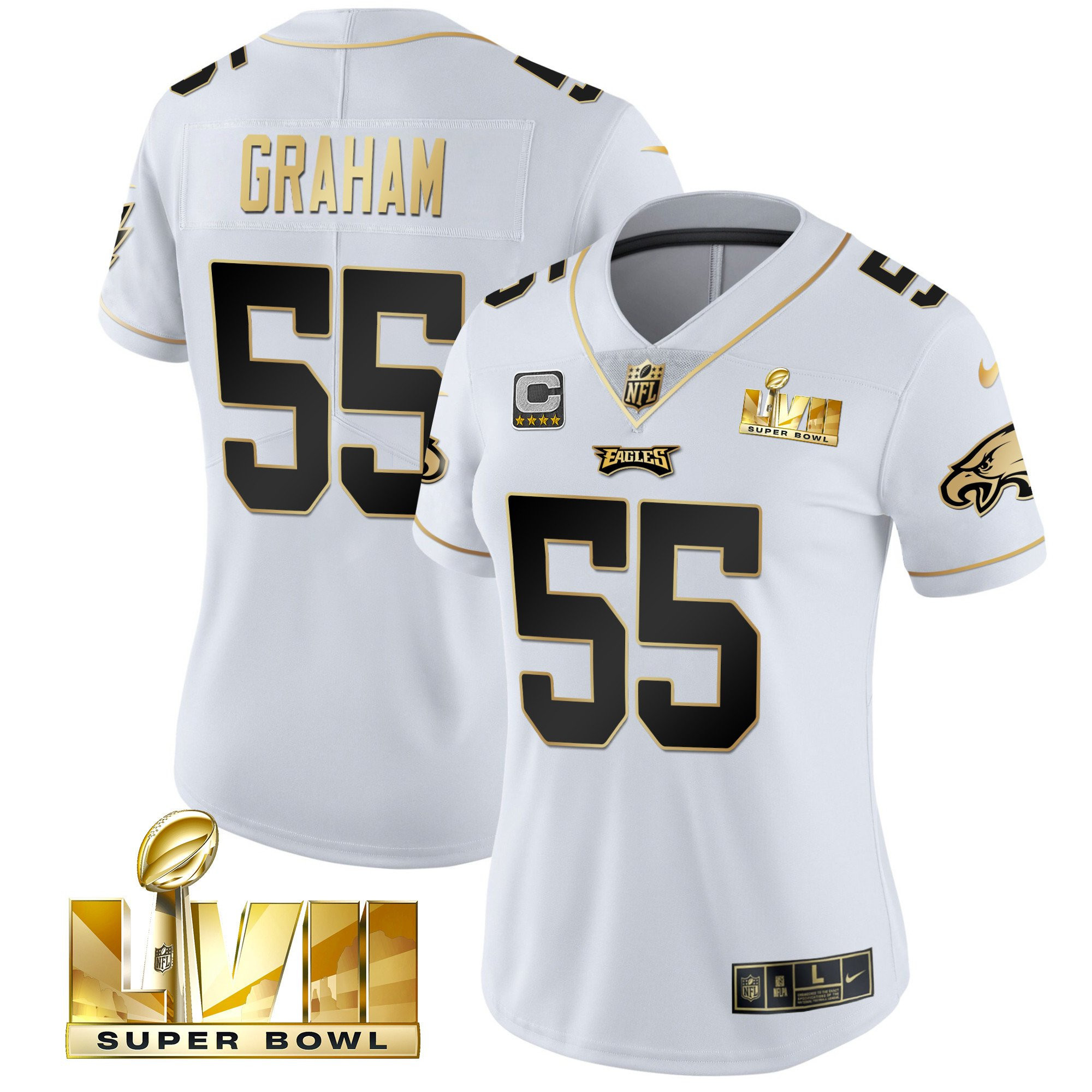 Brandon Graham Women's Philadelphia Eagles Super Bowl LVII Gold Vapor White Gold Jersey - All Stitched