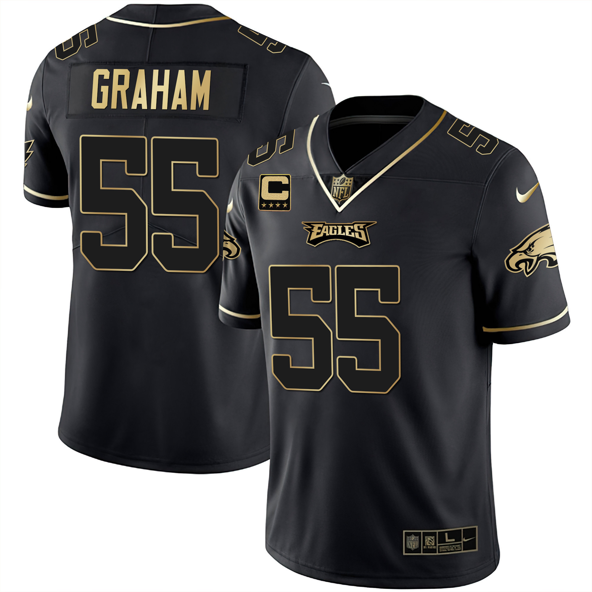 Brandon Graham Youth's Philadelphia Eagles Gold & Split Vapor - All Stitched Black Gold Jersey - All Stitched