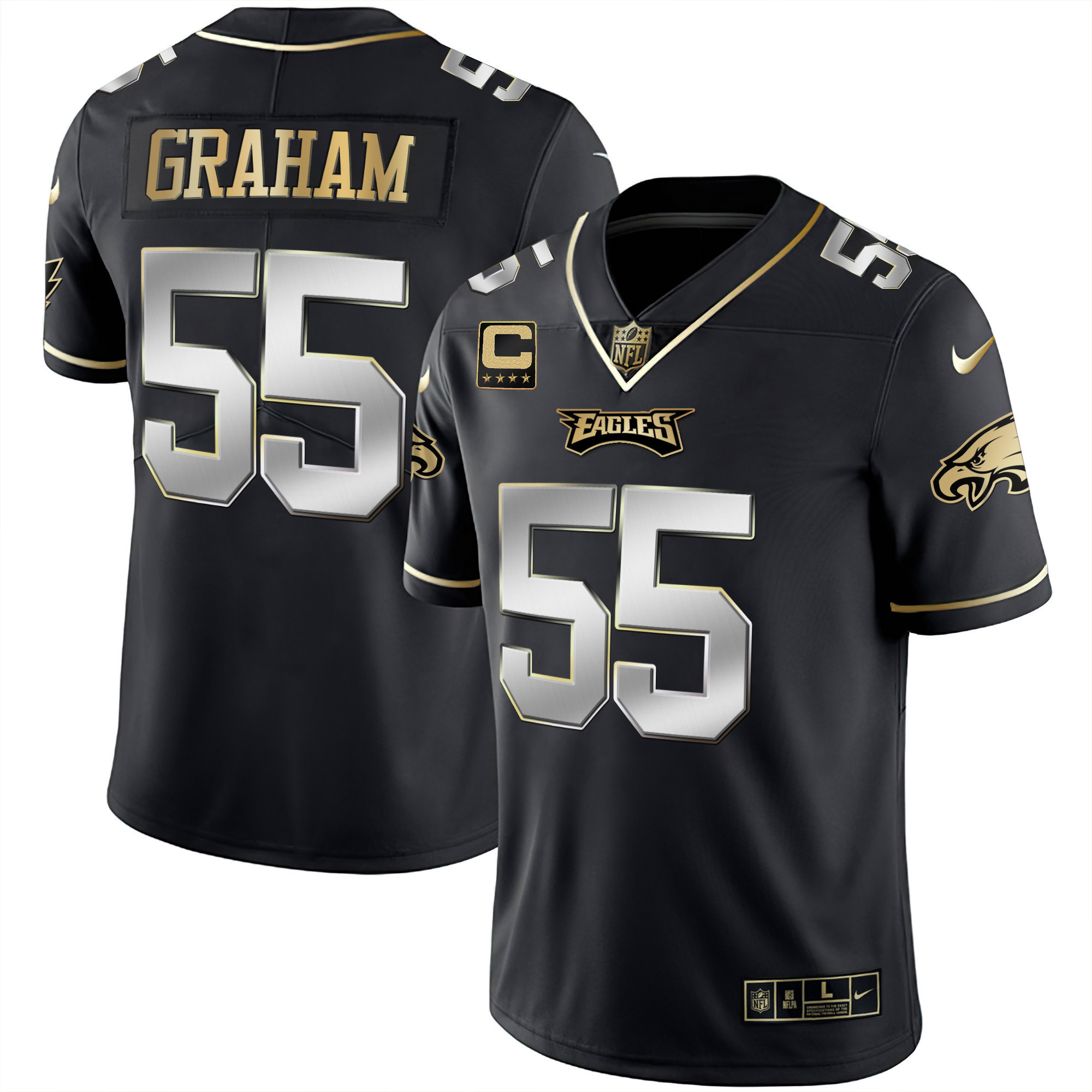Brandon Graham Youth's Philadelphia Eagles Gold & Split Vapor - All Stitched Black Limited Jersey - All Stitched