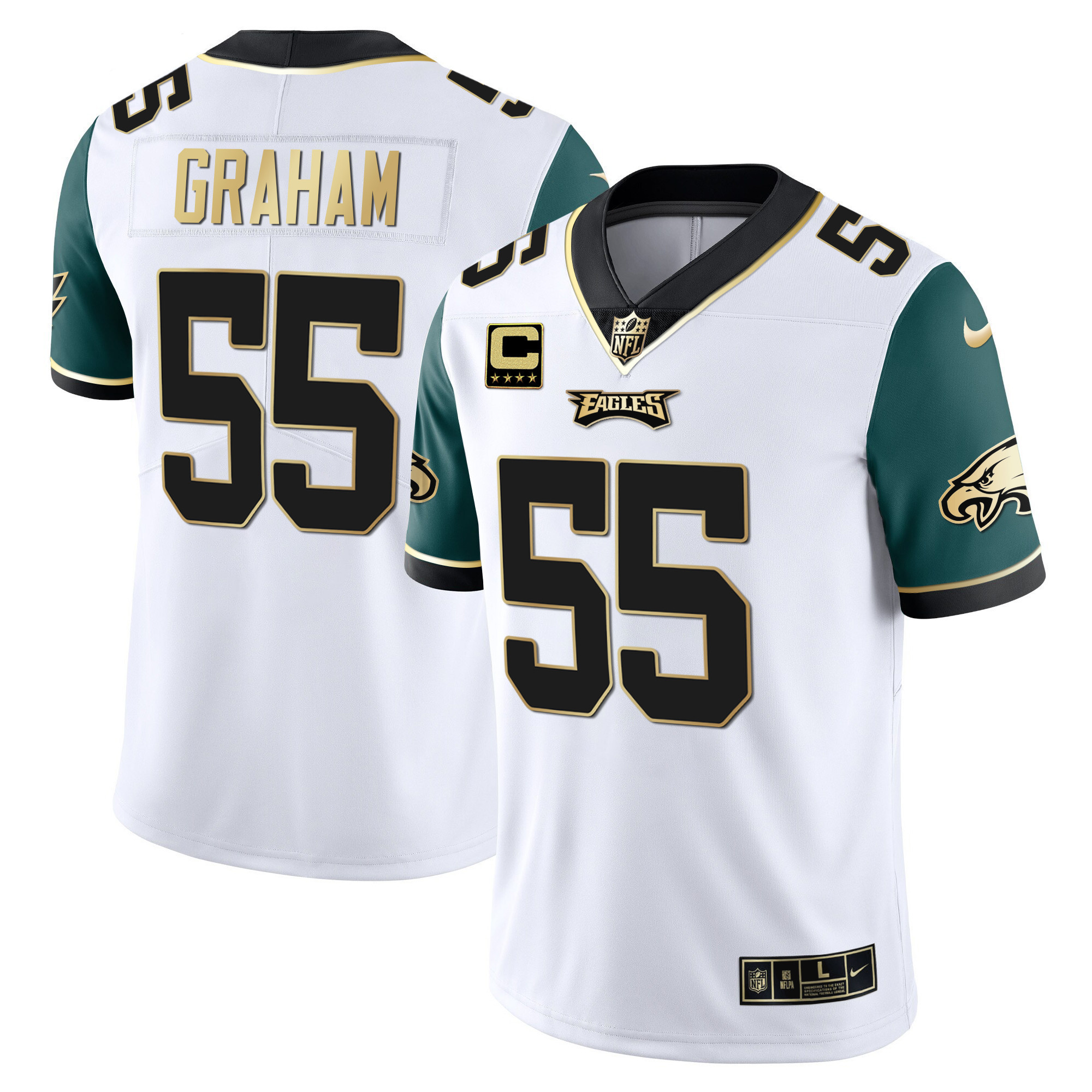 Brandon Graham Youth's Philadelphia Eagles Gold & Split Vapor - All Stitched Midnight Green Sleeves Jersey - All Stitched