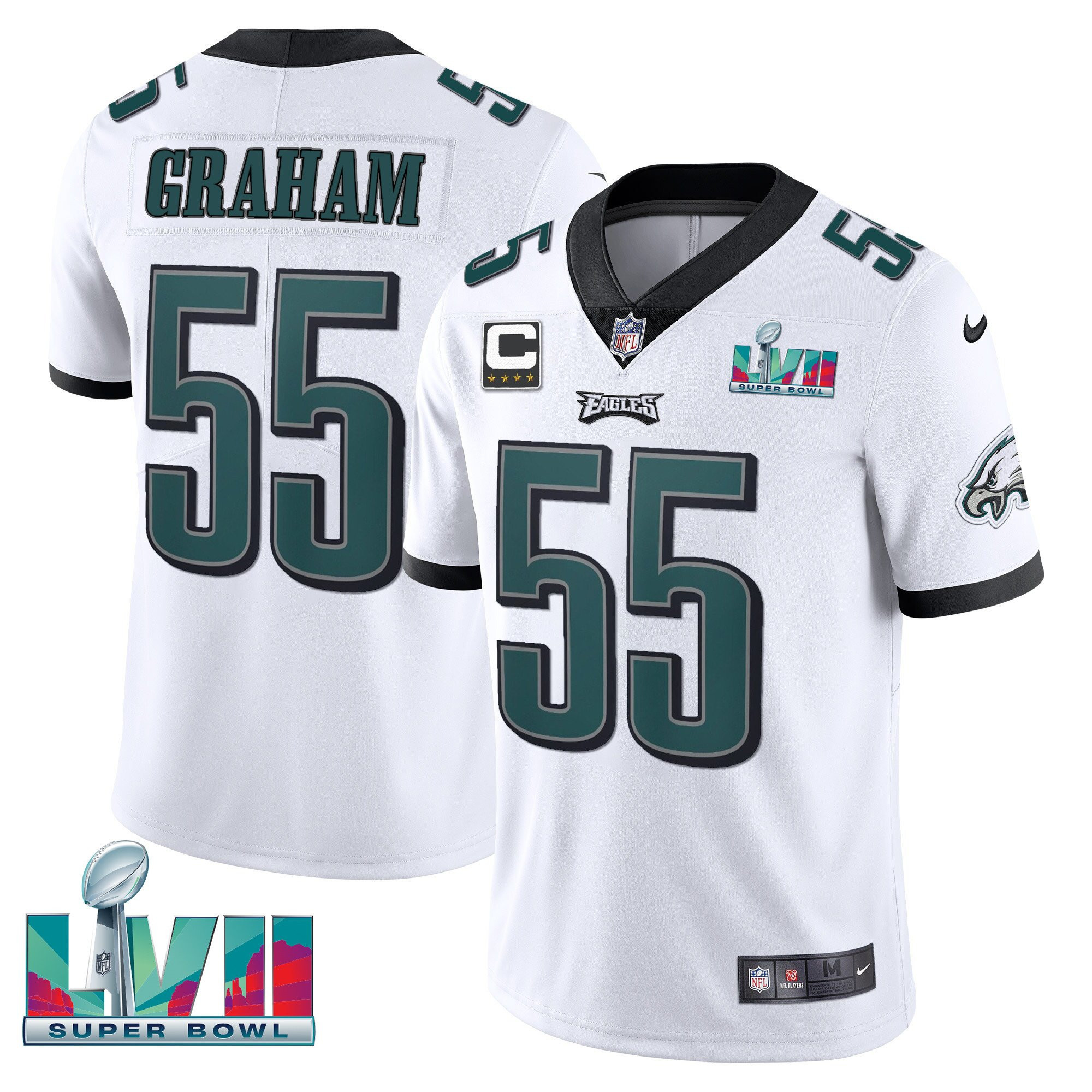Brandon Graham Youth's Philadelphia Eagles Super Bowl Patch Vapor White Jersey - All Stitched