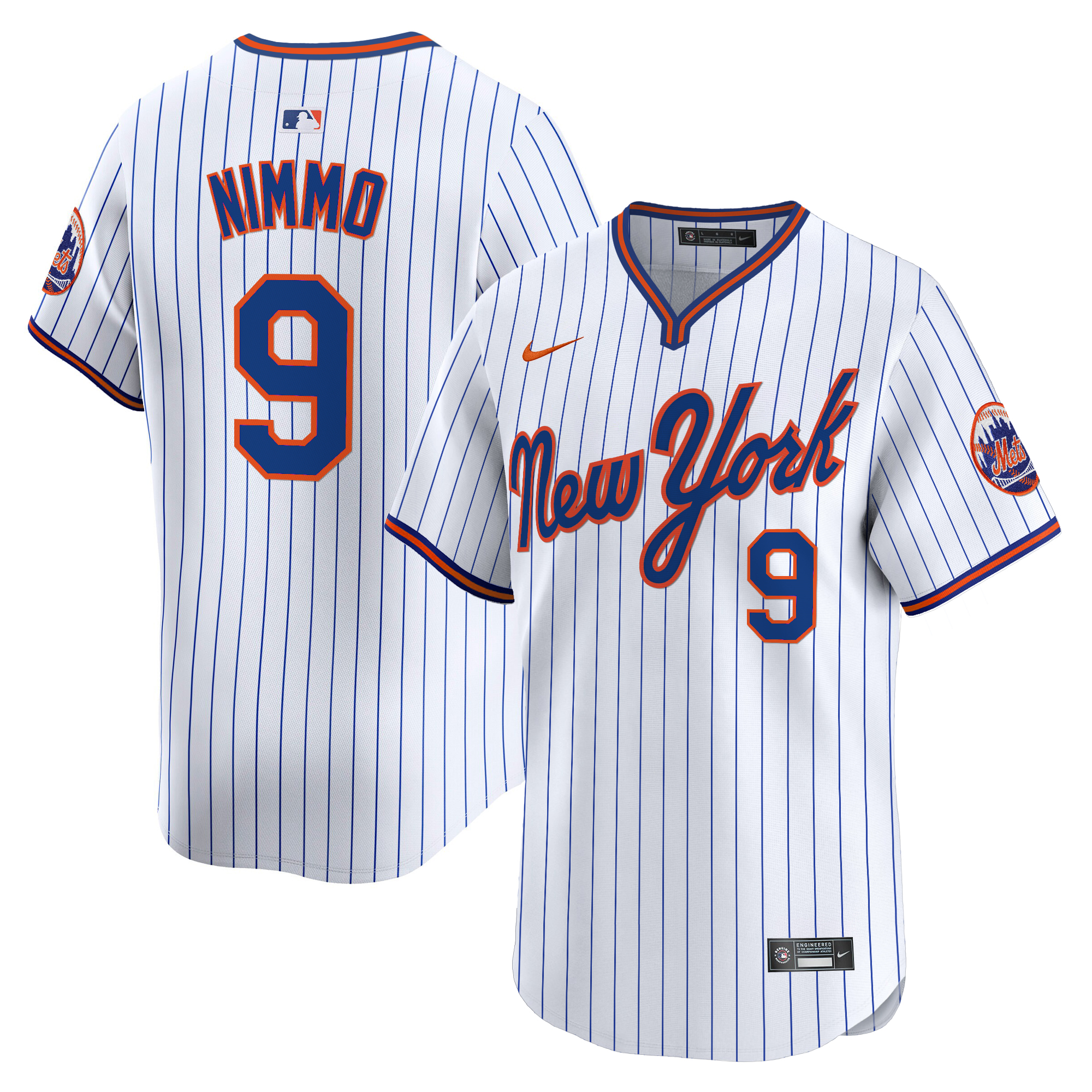 Brandon Nimmo Men's New York Mets 2025 Road Alternate Pinstripe Jersey - All Stitched