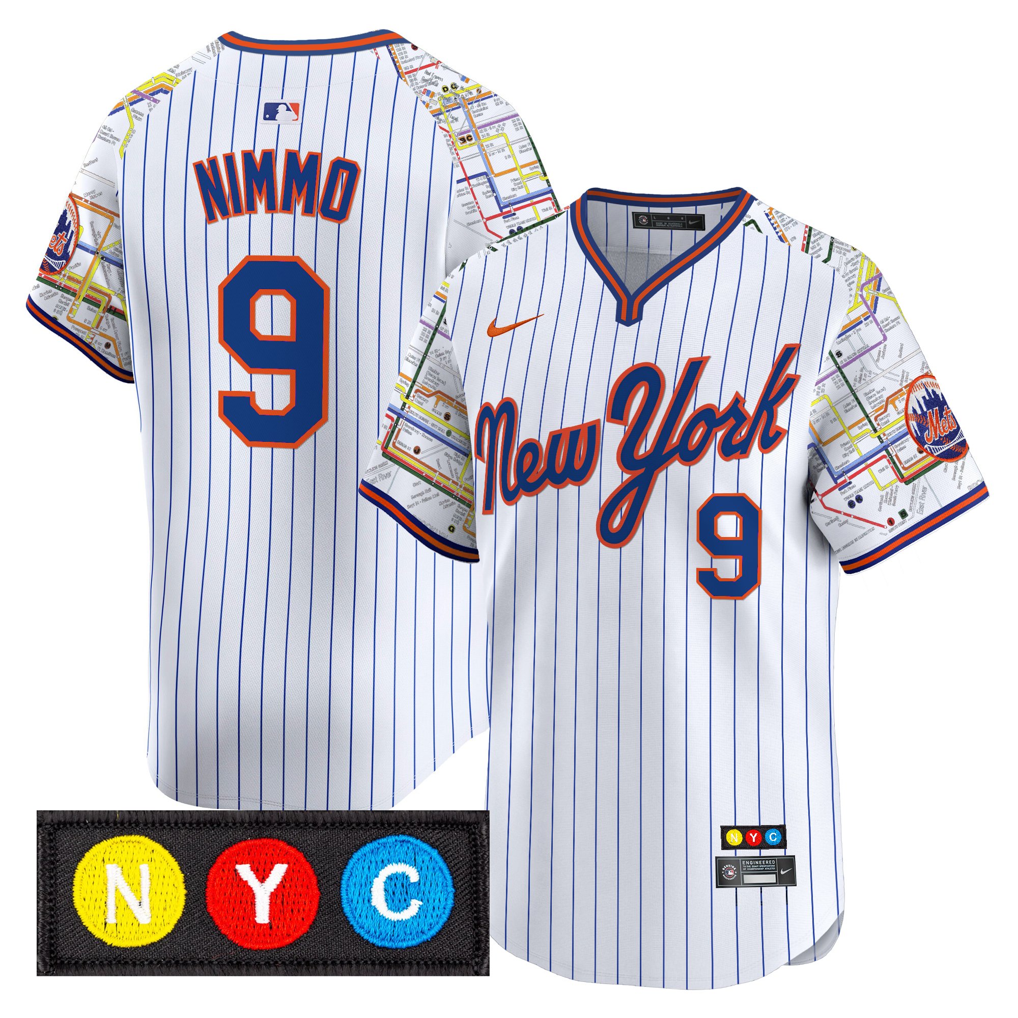 Brandon Nimmo Men's New York Mets Subway Style Vapor Premier Limited Pinstripe Jersey - Stitched