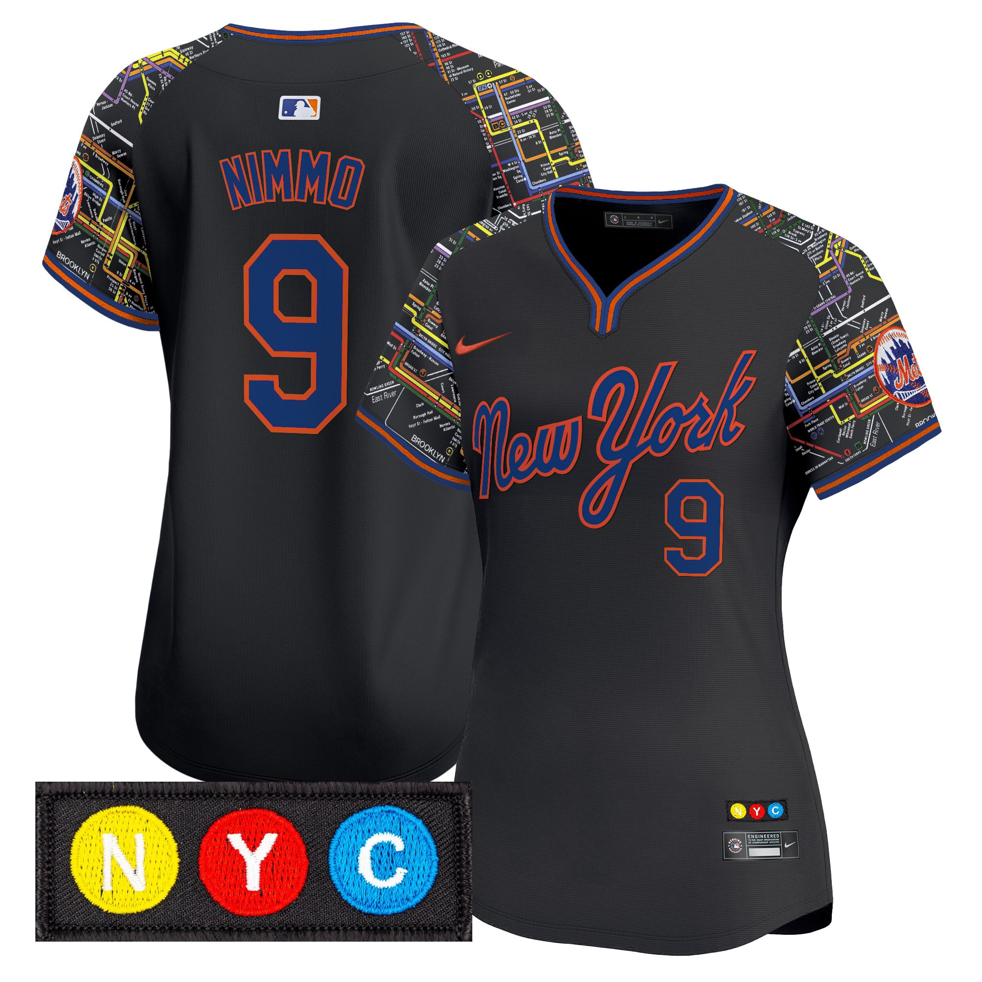 Brandon Nimmo Women's New York Mets Subway Style Vapor Premier Limited Black Jersey - Stitched