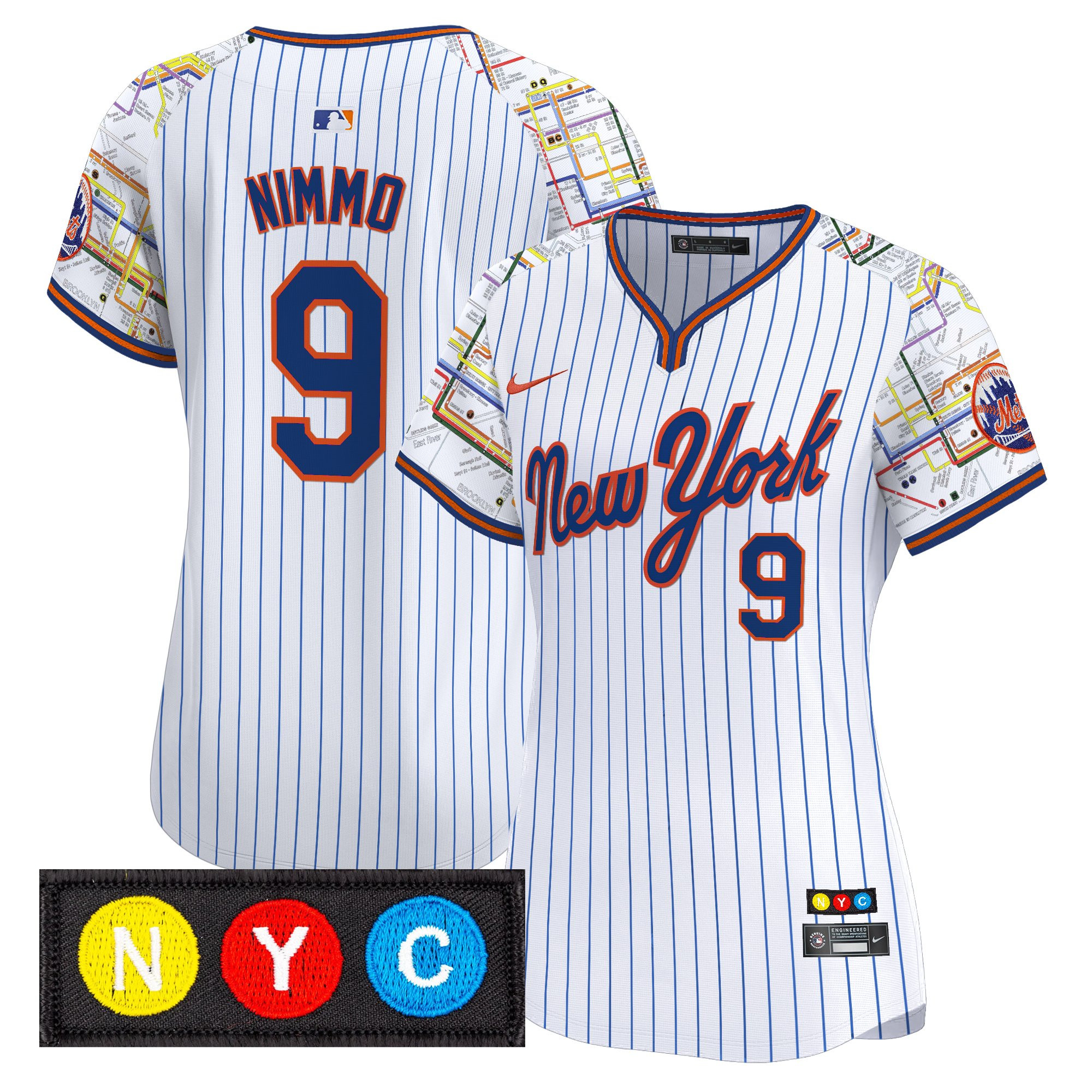 Brandon Nimmo Women's New York Mets Subway Style Vapor Premier Limited Pinstripe Jersey - Stitched