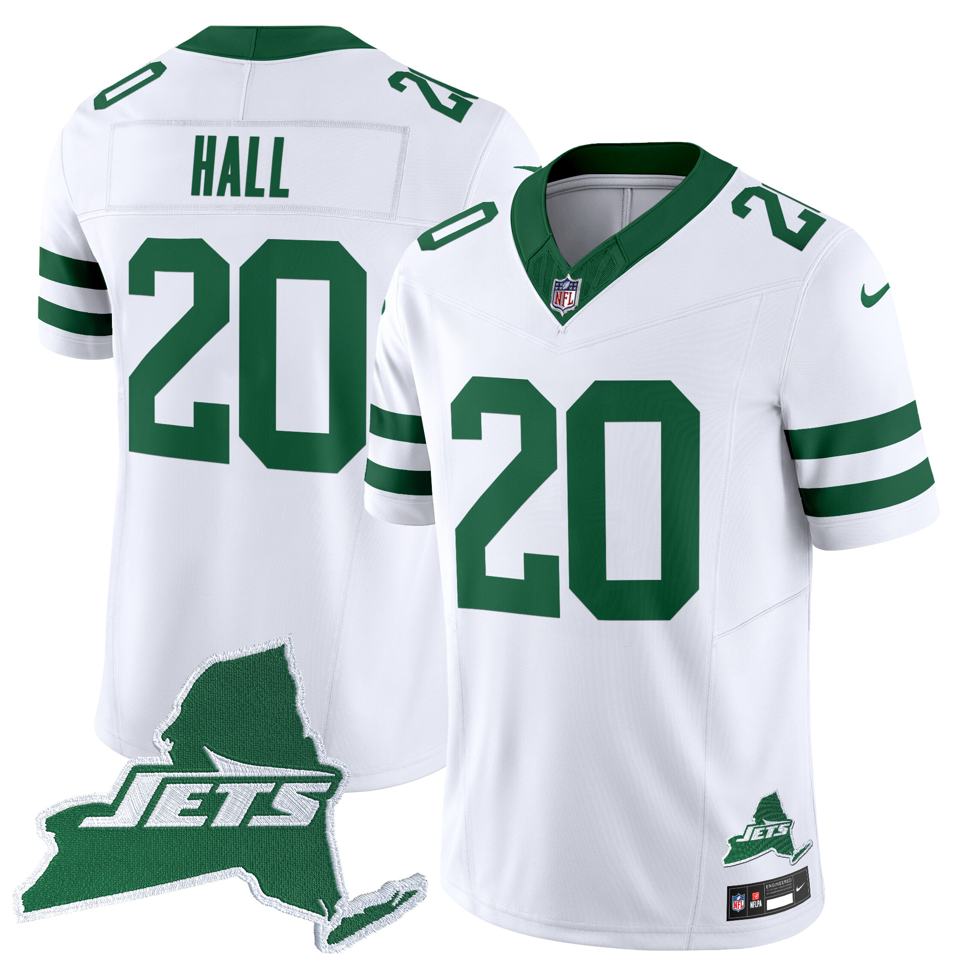 Breece Hall Men's New York Jets Home Patch Vapor Legacy Limited White Jersey - All Stitched