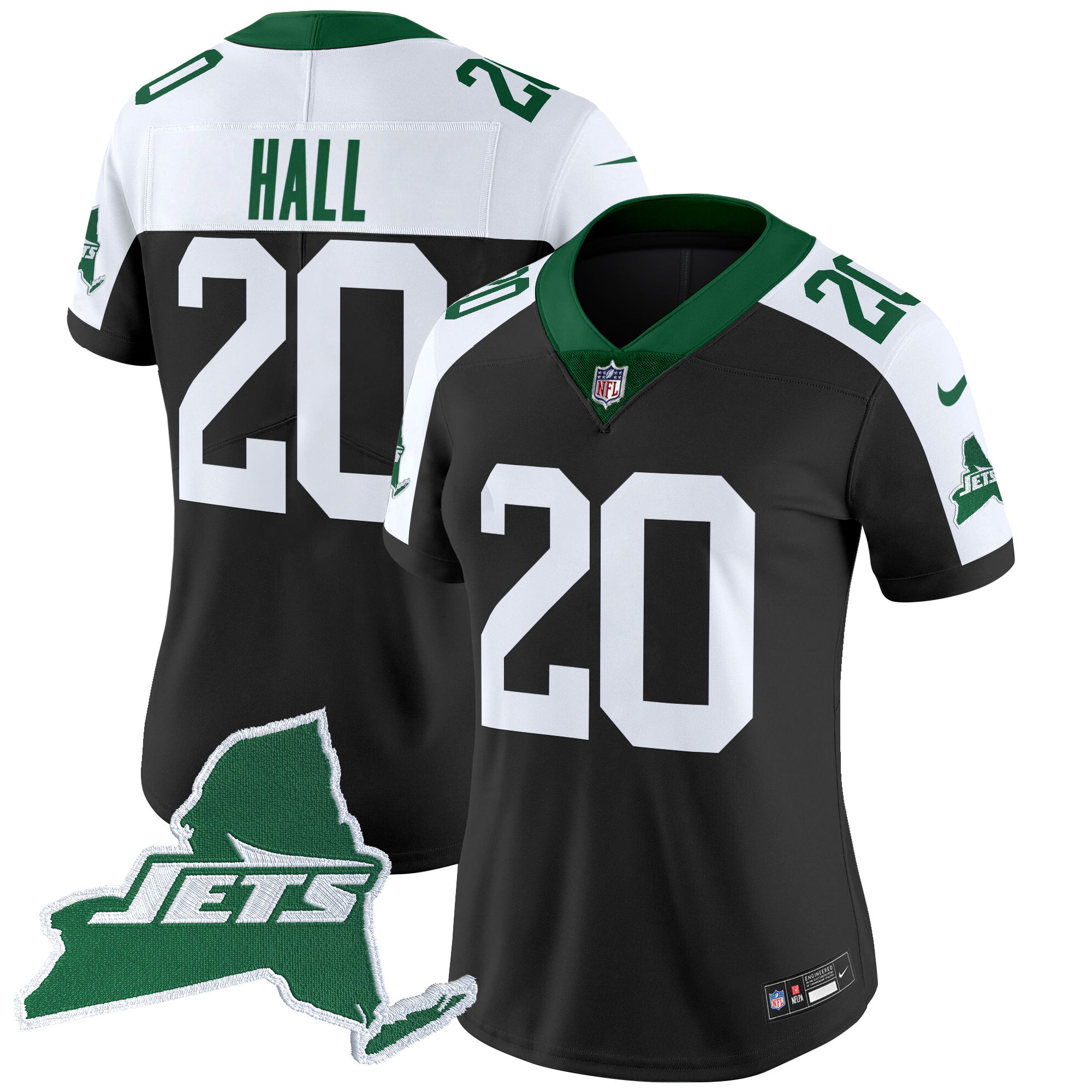 Breece Hall Women's New York Jets Home Patch Vapor Legacy Limited Black Alternate Jersey - All Stitched