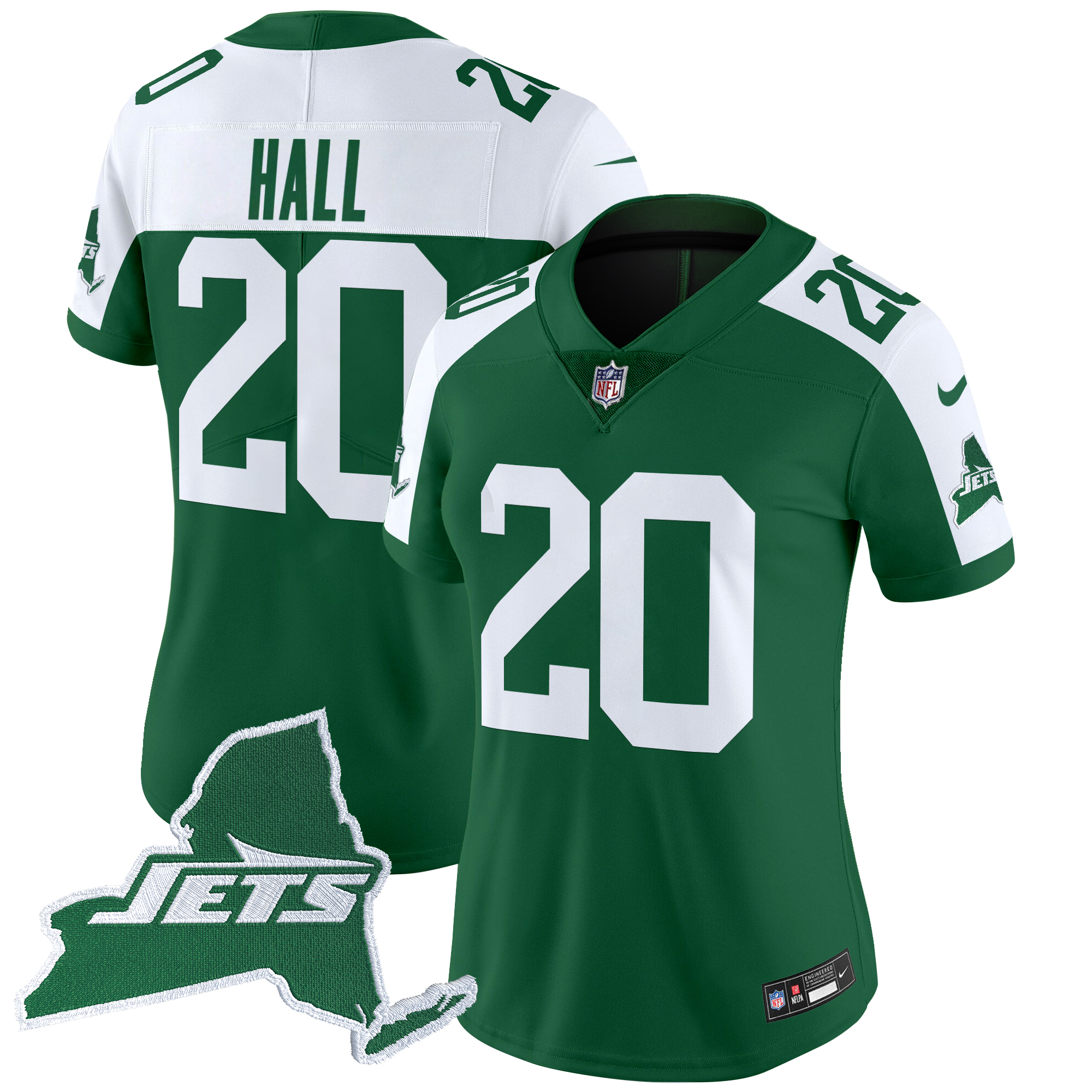 Breece Hall Women's New York Jets Home Patch Vapor Legacy Limited Green Alternate Jersey - All Stitched