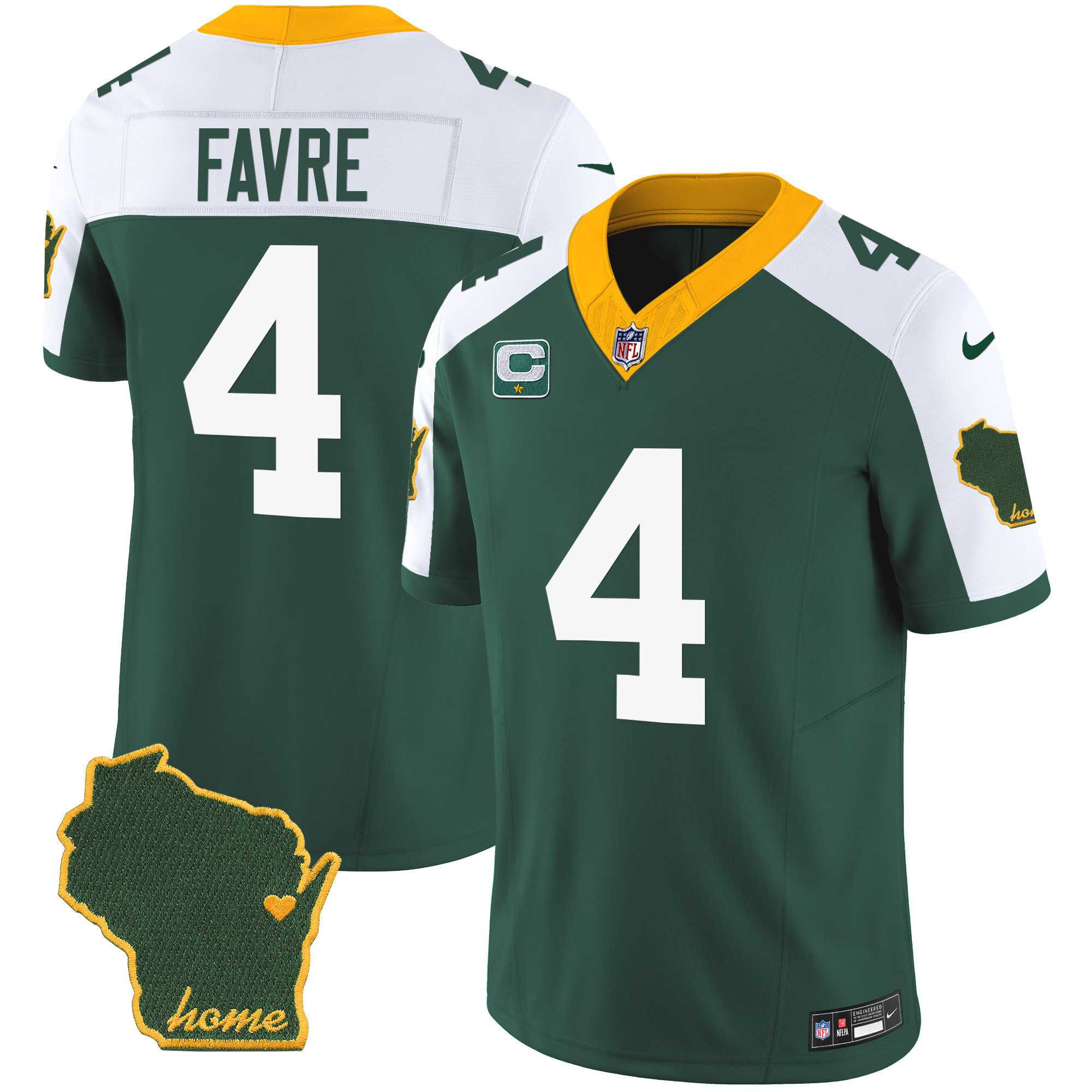Brett Favre Men's Green Bay Packers Home Patch Vapor Alternate Jersey - All Stitched
