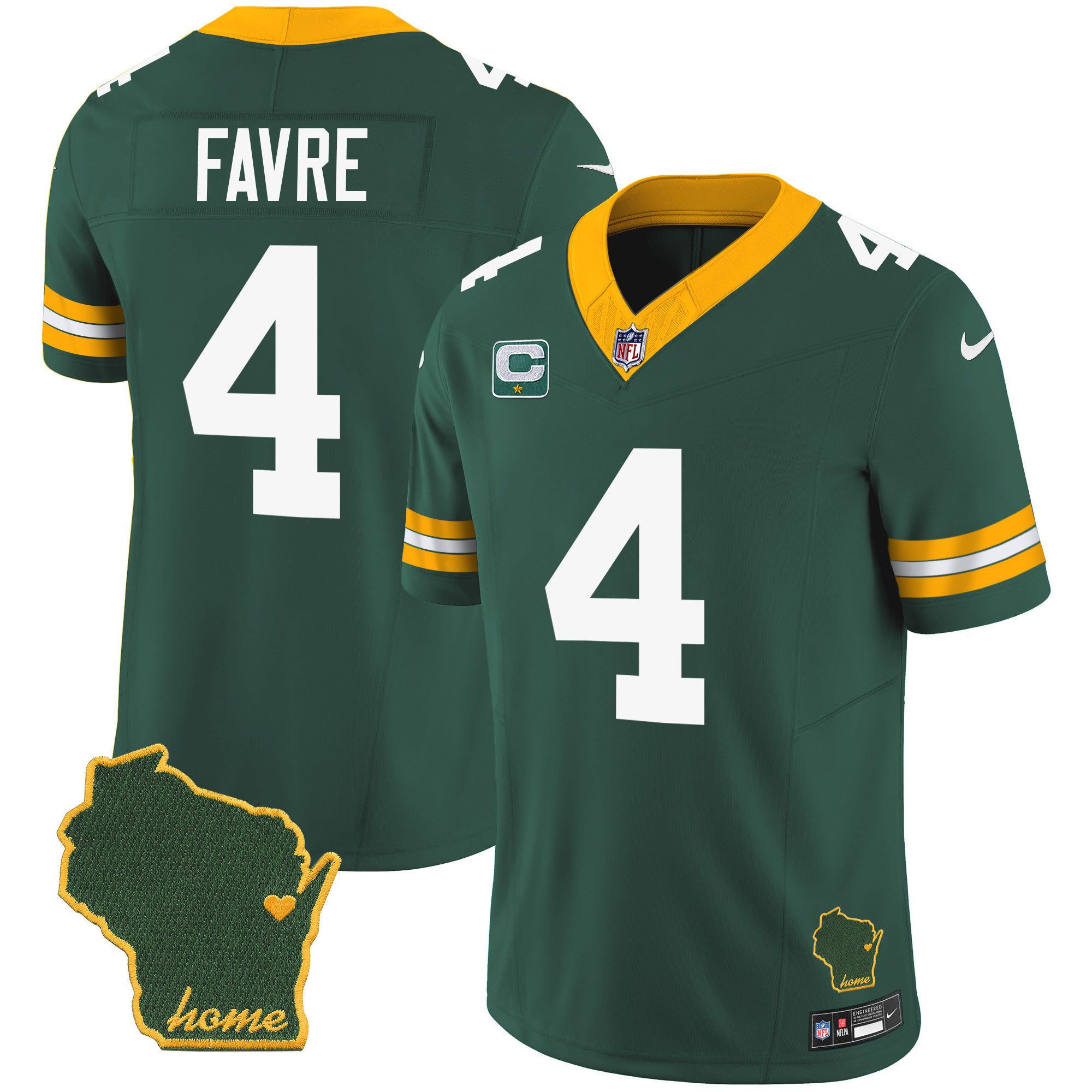 Brett Favre Men's Green Bay Packers Home Patch Vapor Green Jersey - All Stitched