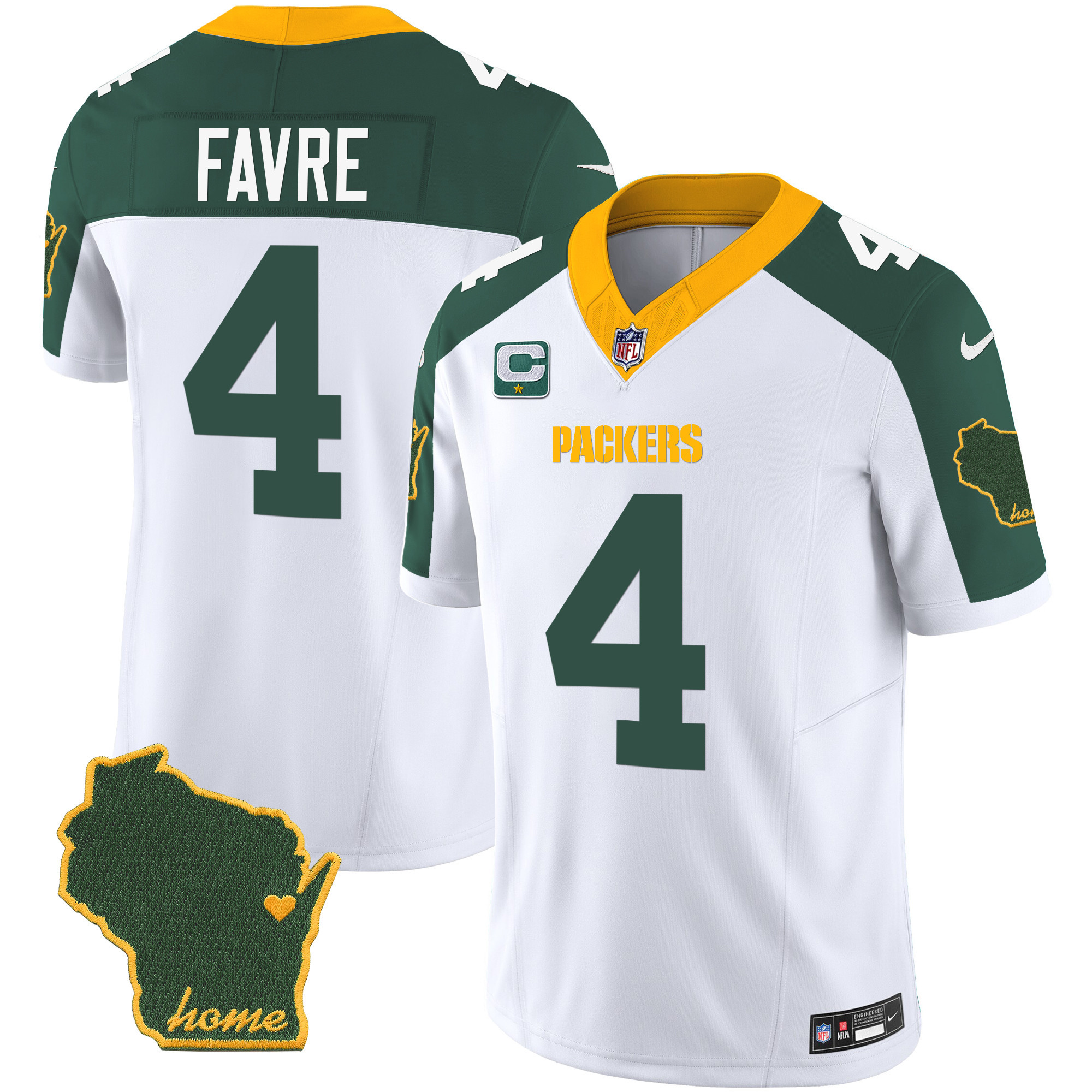 Brett Favre Men's Green Bay Packers Home Patch Vapor Inverted Jersey - All Stitched
