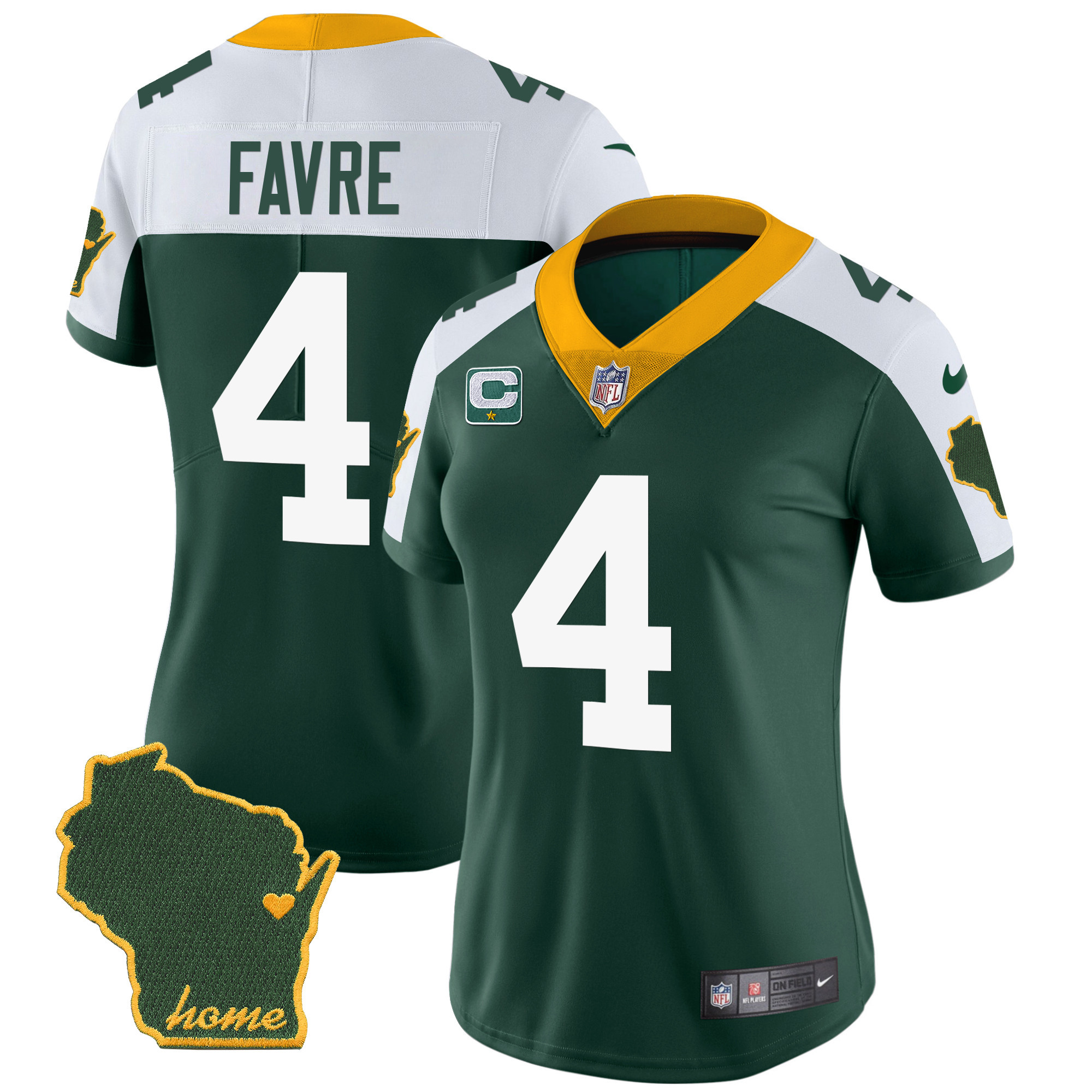 Brett Favre Women's Green Bay Packers Home Patch Vapor Alternate Jersey - All Stitched