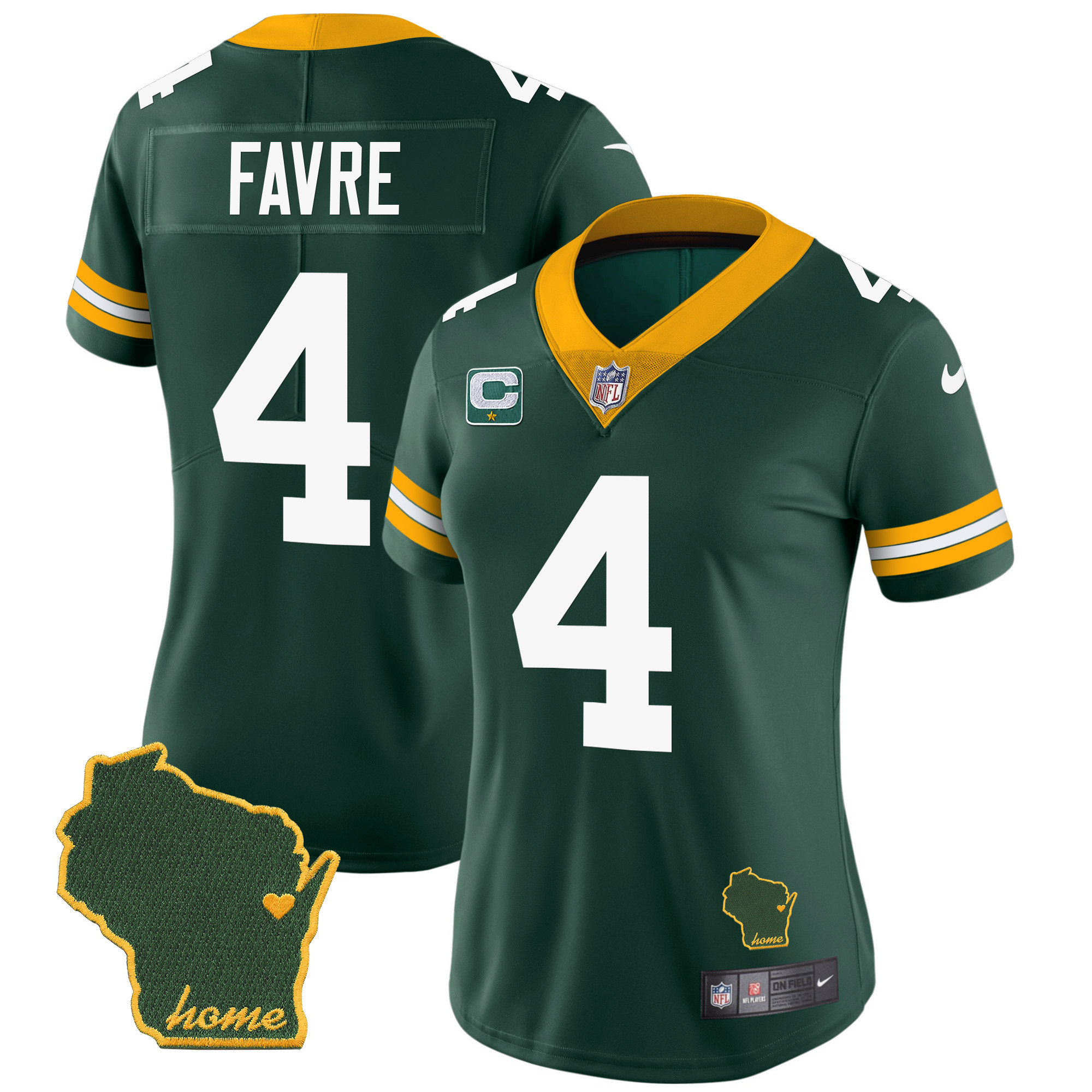 Brett Favre Women's Green Bay Packers Home Patch Vapor Green Jersey - All Stitched