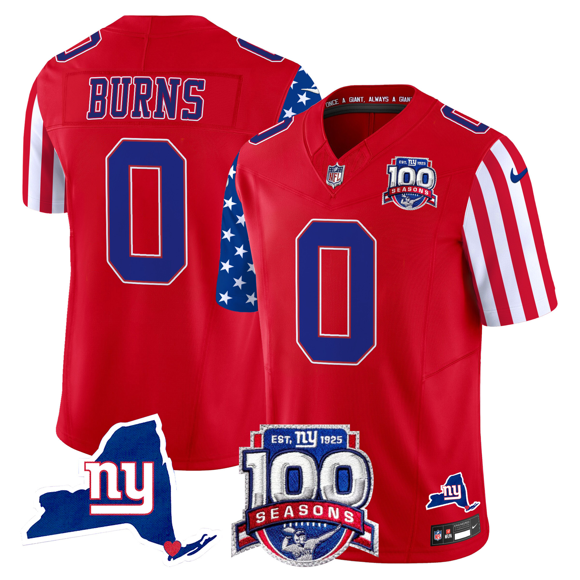 Brian Burns Men's New York Giants American Style Vapor Limited Red Jersey - All Stitched