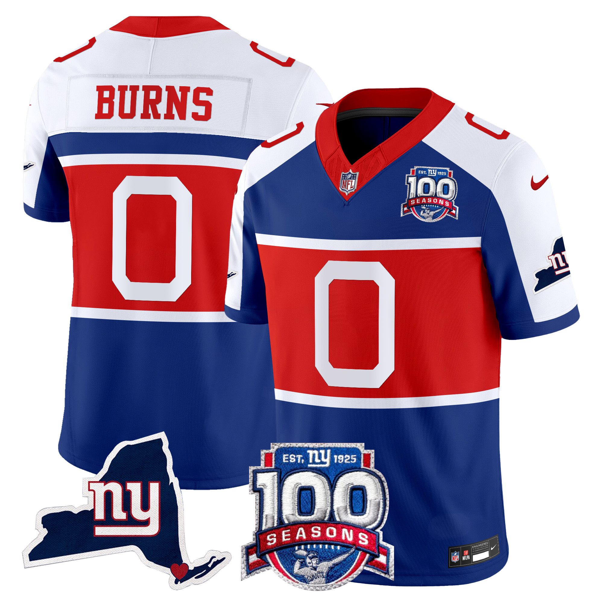 Brian Burns Men's New York Giants 'Century Red' 100th Commemorative Vapor Royal Alternate Jersey - All Stitched