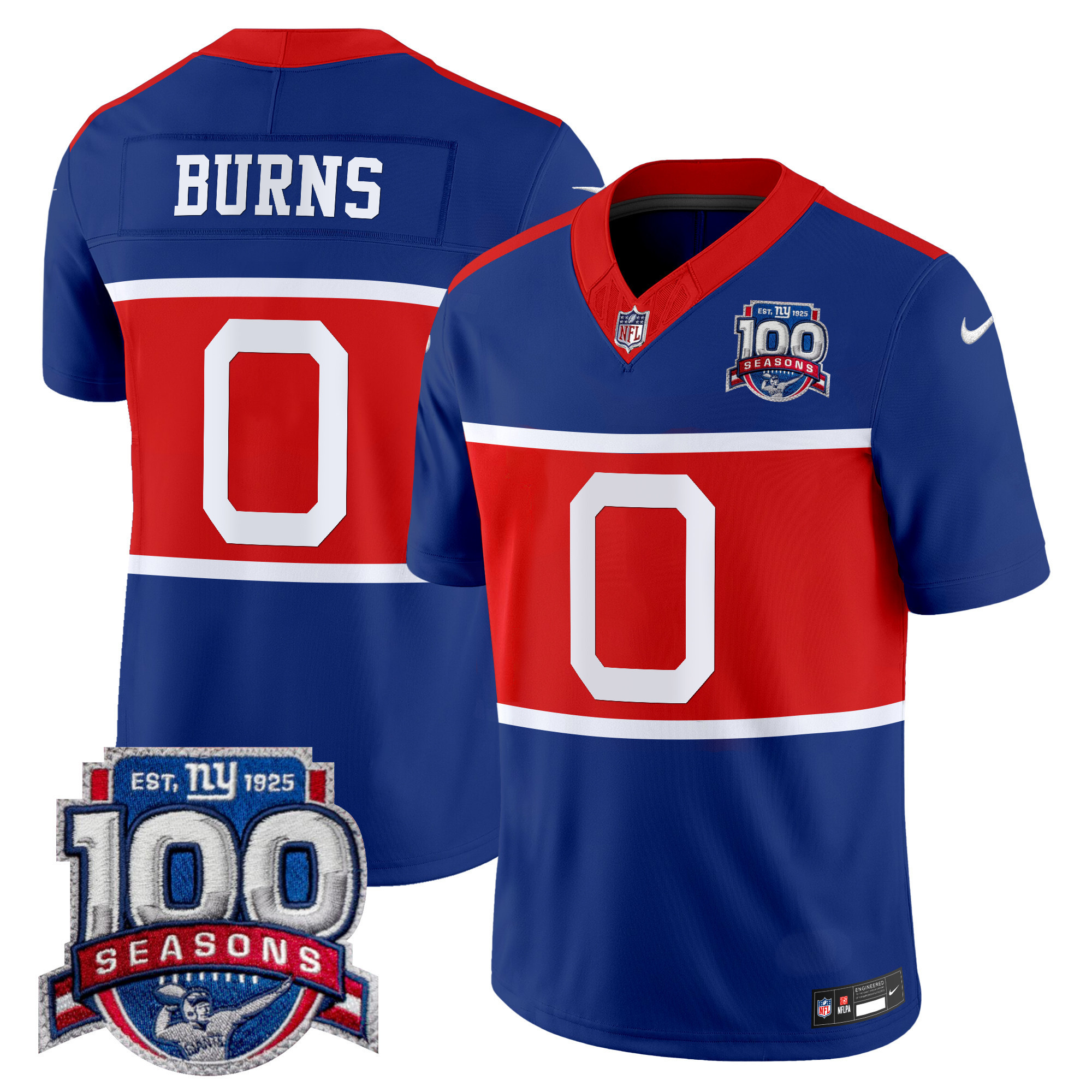 Brian Burns Men's New York Giants 'Century Red' 100th Season Commemorative Vapor Royal Jersey - All Stitched