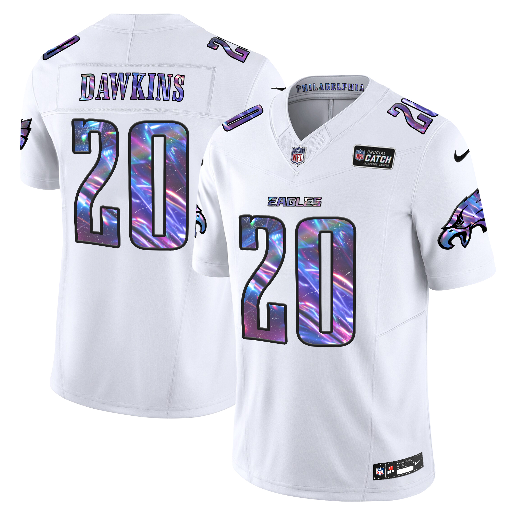 Brian Dawkins Men's Philadelphia Eagles 2024 Crucial Catch Vapor Limited White Jersey - All Stitched