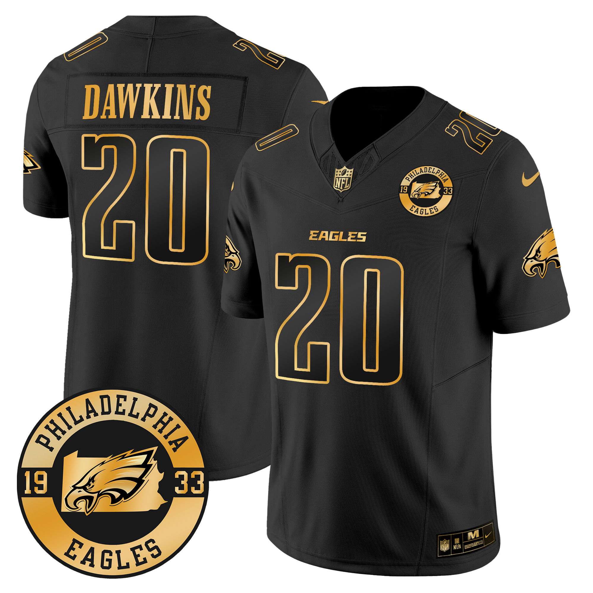 Brian Dawkins Men's Philadelphia Eagles 2024 Gold Vapor Limited Black Gold Jersey - All Stitched