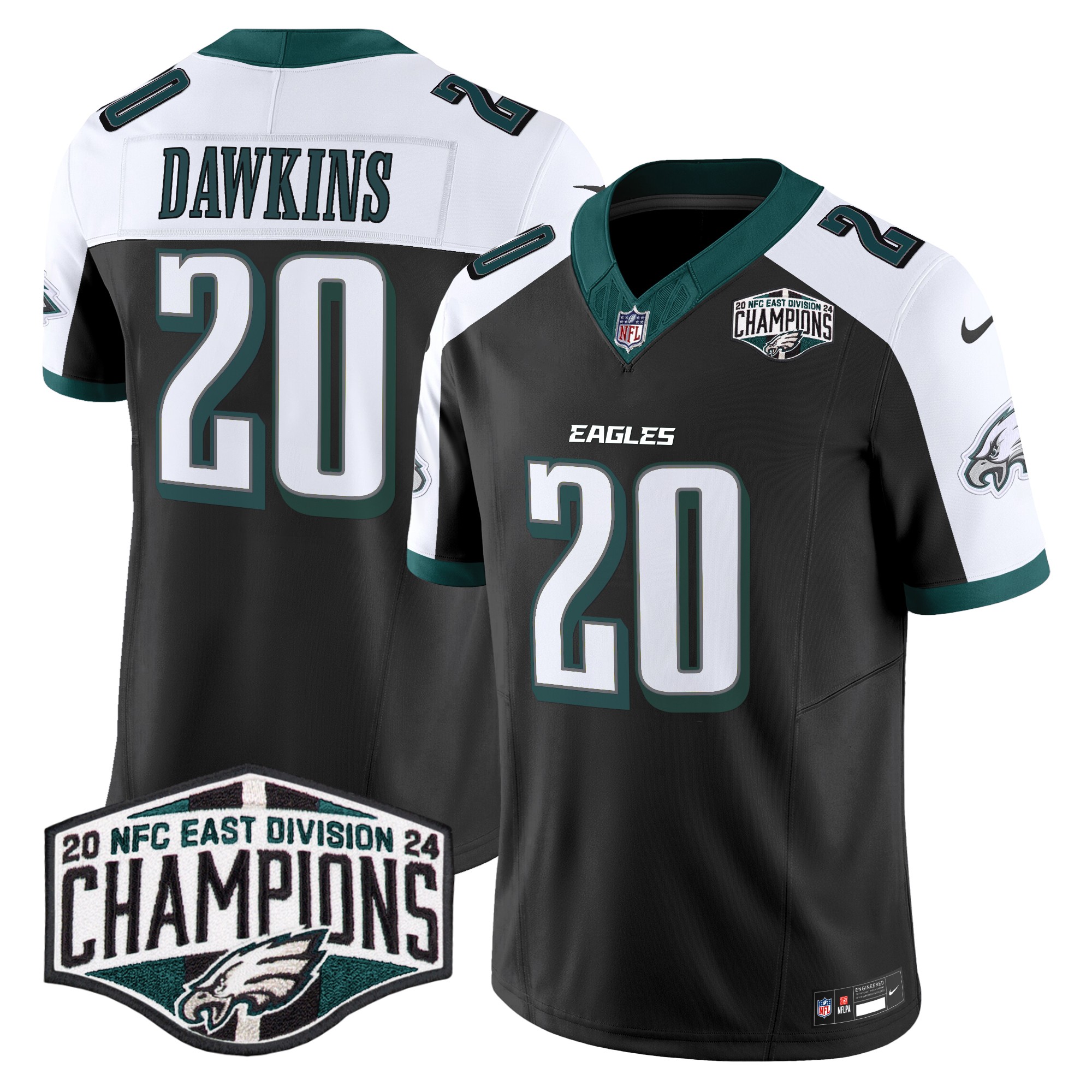 Brian Dawkins Men's Philadelphia Eagles 2024 NFC East Division Champions Vapor Limited Black Alternate Jersey - All Stitched