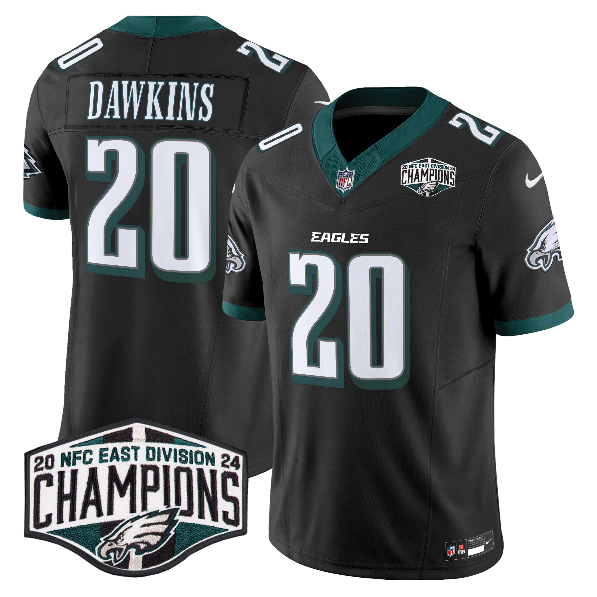 Brian Dawkins Men's Philadelphia Eagles 2024 NFC East Division Champions Vapor Limited Black Jersey - All Stitched