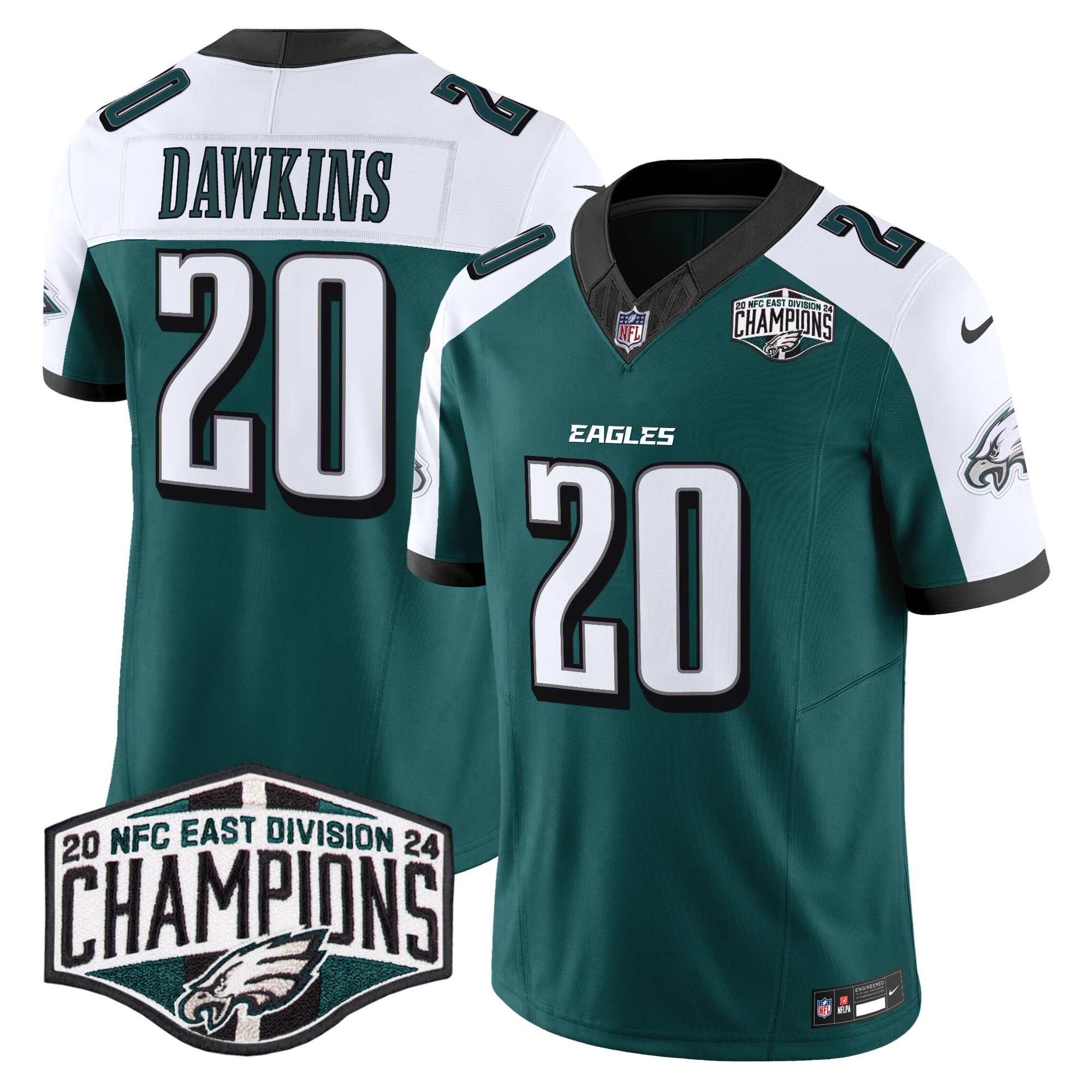 Brian Dawkins Men's Philadelphia Eagles 2024 NFC East Division Champions Vapor Limited Green Alternate Jersey - All Stitched