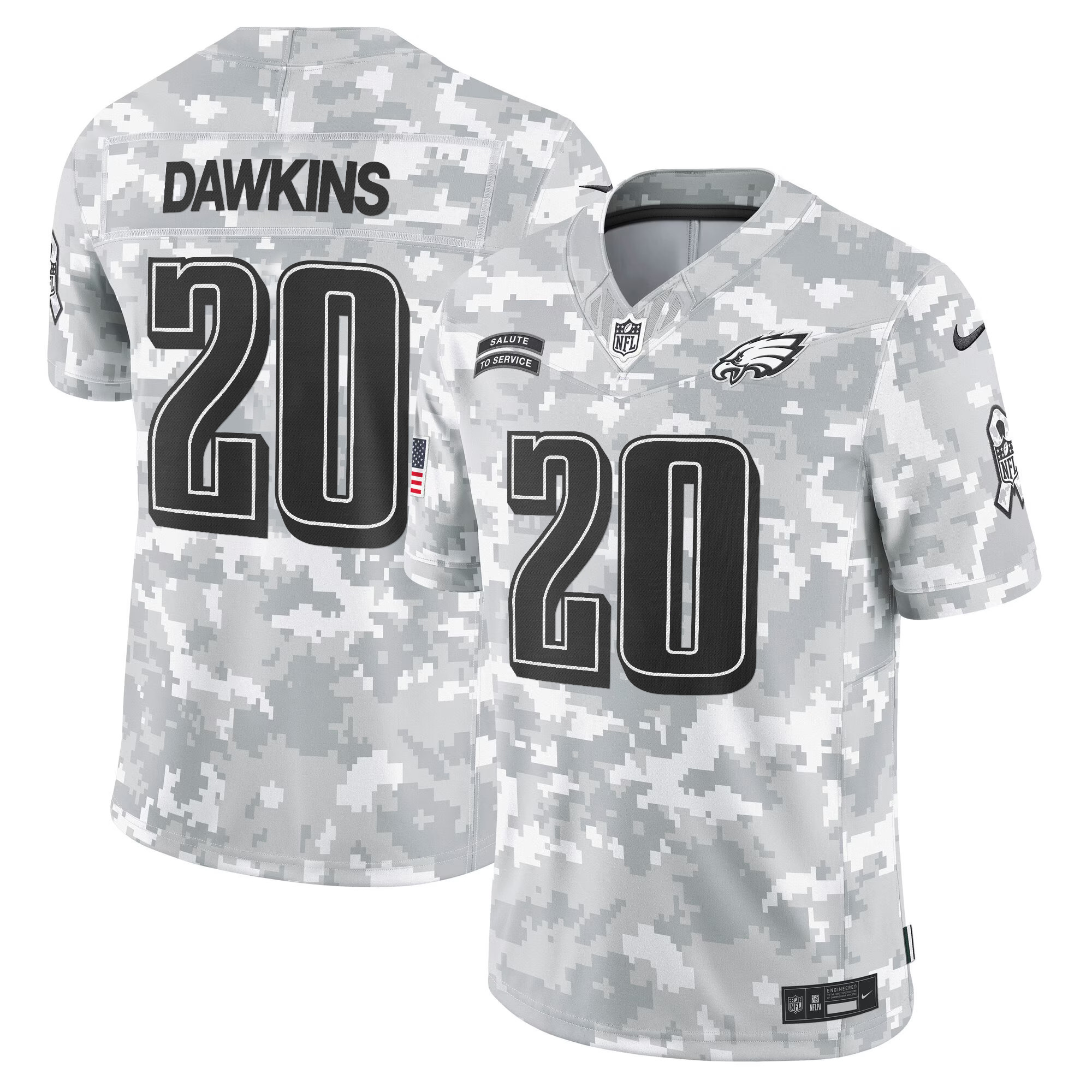 Brian Dawkins Men's Philadelphia Eagles 2024 Salute to Service Vapor Limited Arctic Camo Jersey - All Stitched