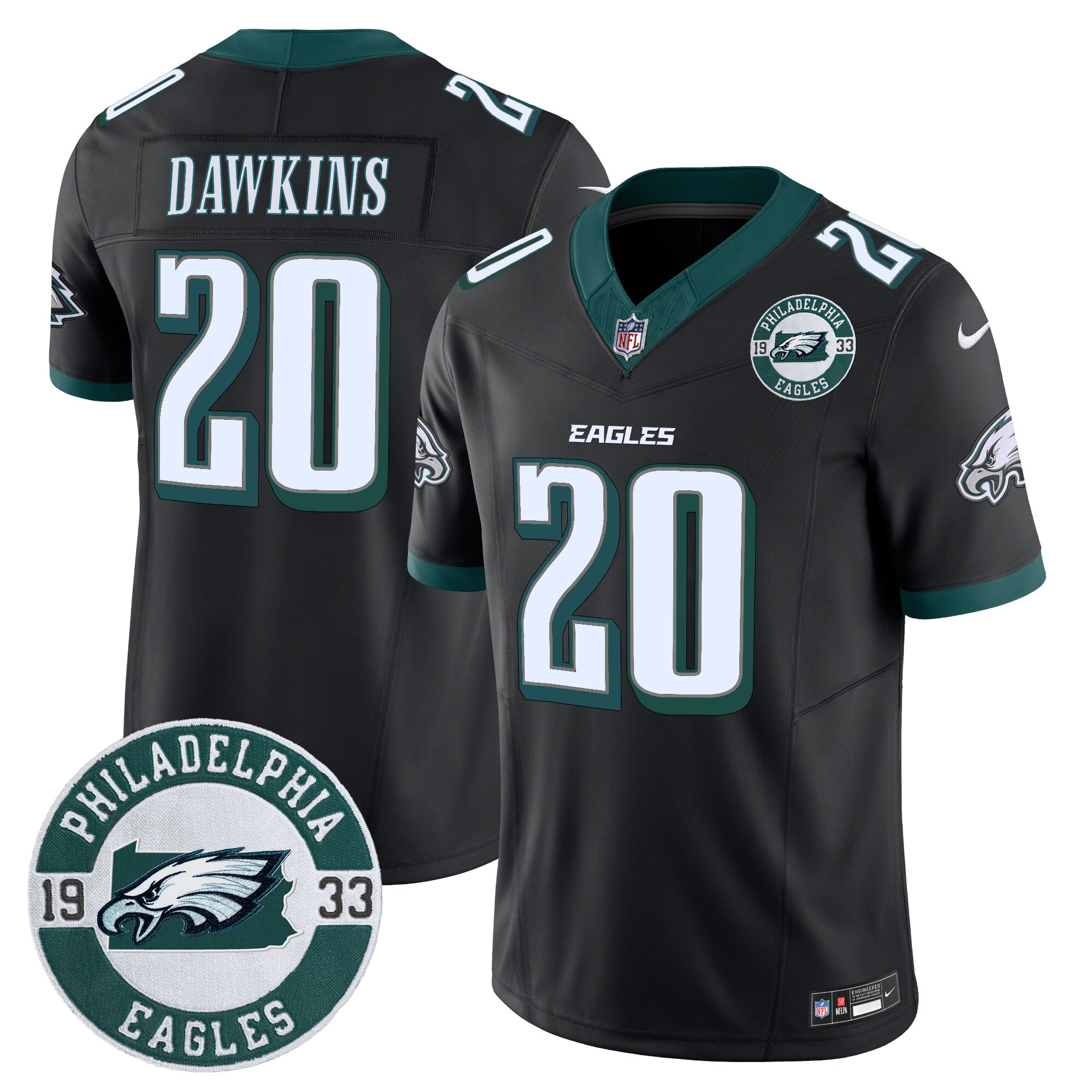 Brian Dawkins Men's Philadelphia Eagles 2024 Vapor Limited Black Jersey - All Stitched
