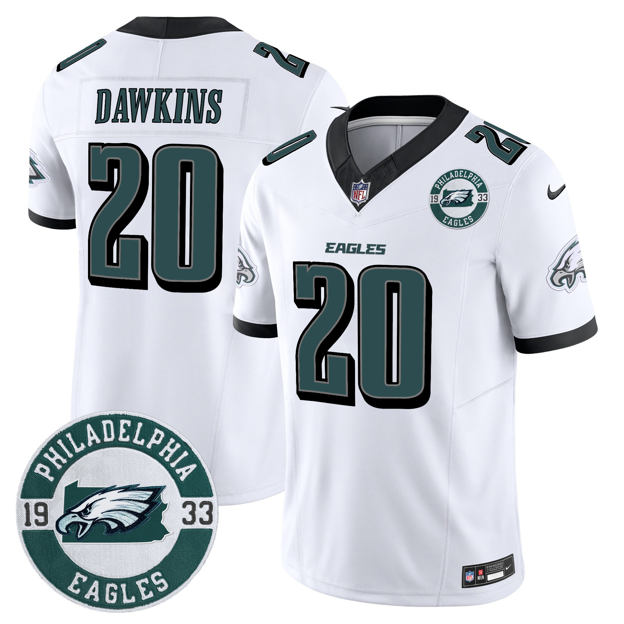 Brian Dawkins Men's Philadelphia Eagles 2024 Vapor Limited White Jersey - All Stitched