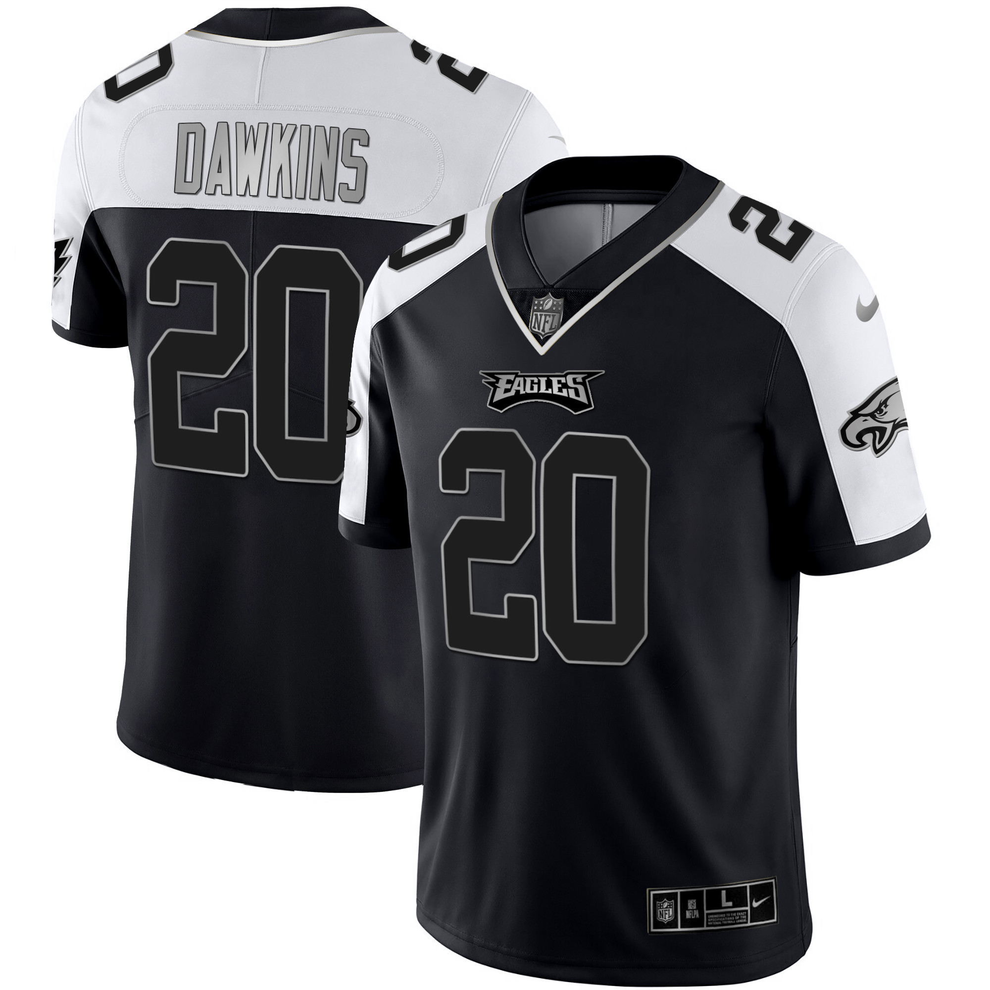 Brian Dawkins Men's Philadelphia Eagles Alternate Vapor Black Gold Limited - All Stitched Black Silver Jersey - All Stitched