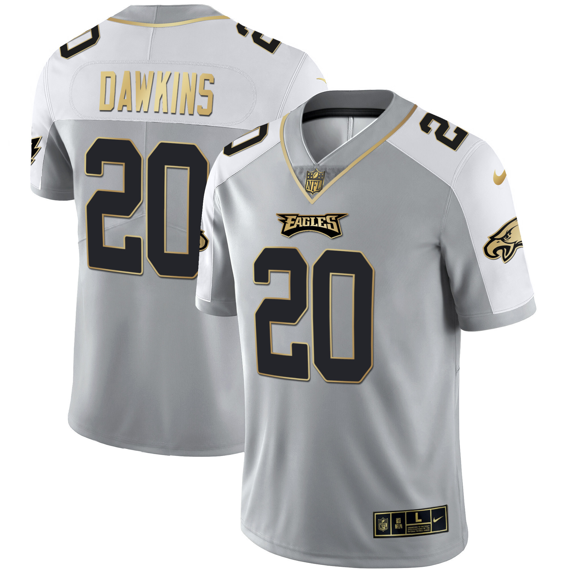 Brian Dawkins Men's Philadelphia Eagles Alternate Vapor Black Gold Limited - All Stitched Gray Gold Jersey - All Stitched