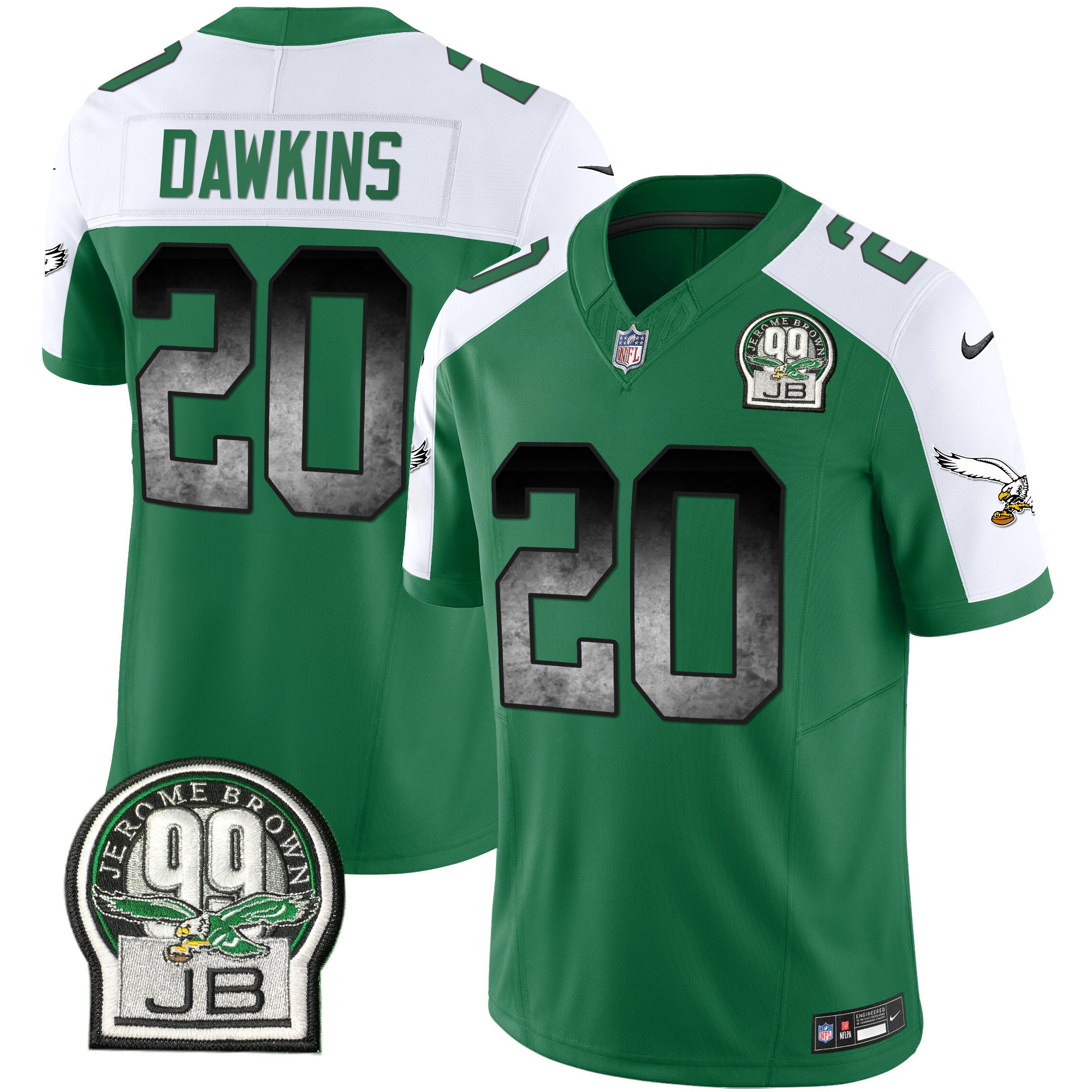Brian Dawkins Men's Philadelphia Eagles Arch Smoke Kelly Green Vapor Kelly Alternate Jersey - All Stitched