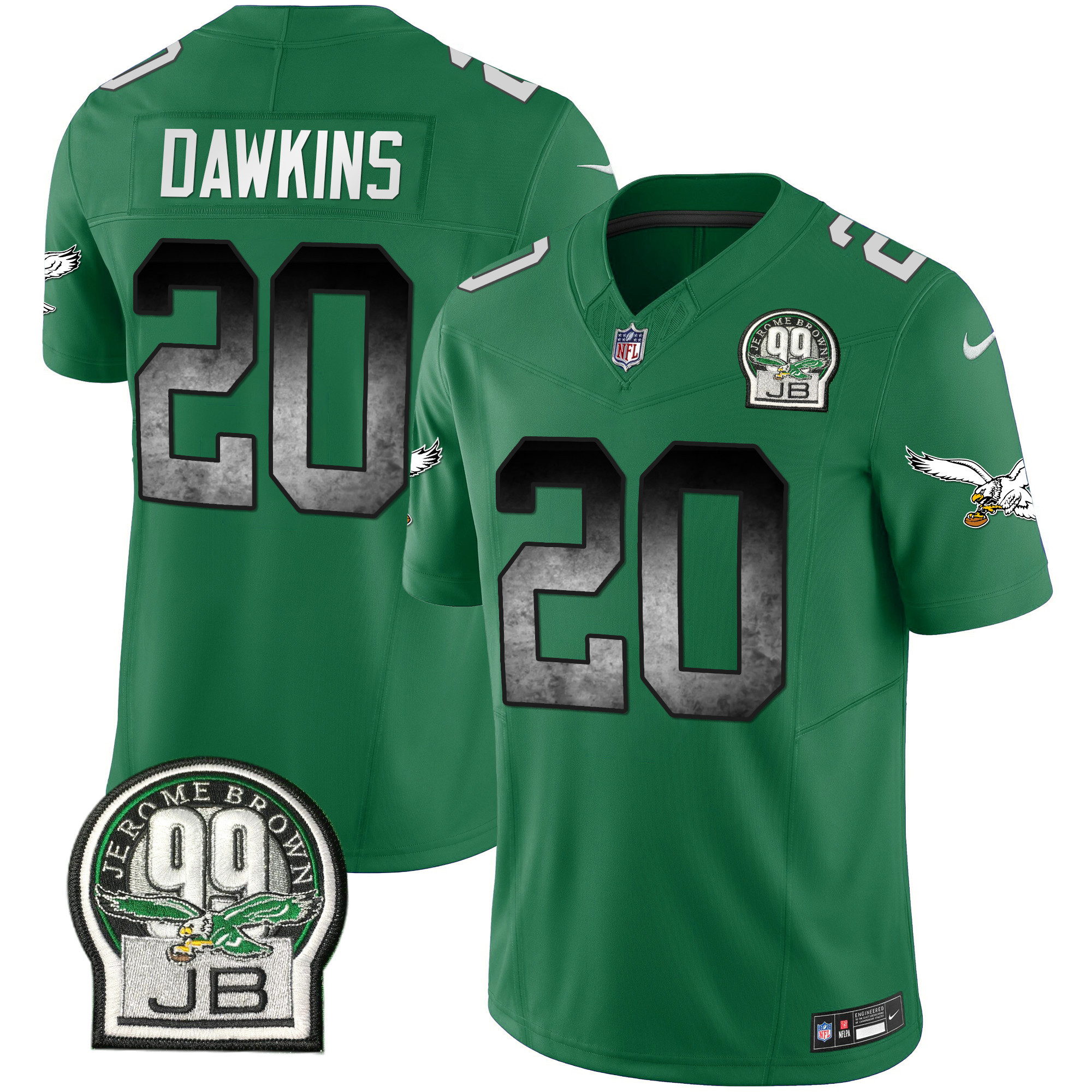 Brian Dawkins Men's Philadelphia Eagles Arch Smoke Kelly Green Vapor Kelly Green Jersey - All Stitched