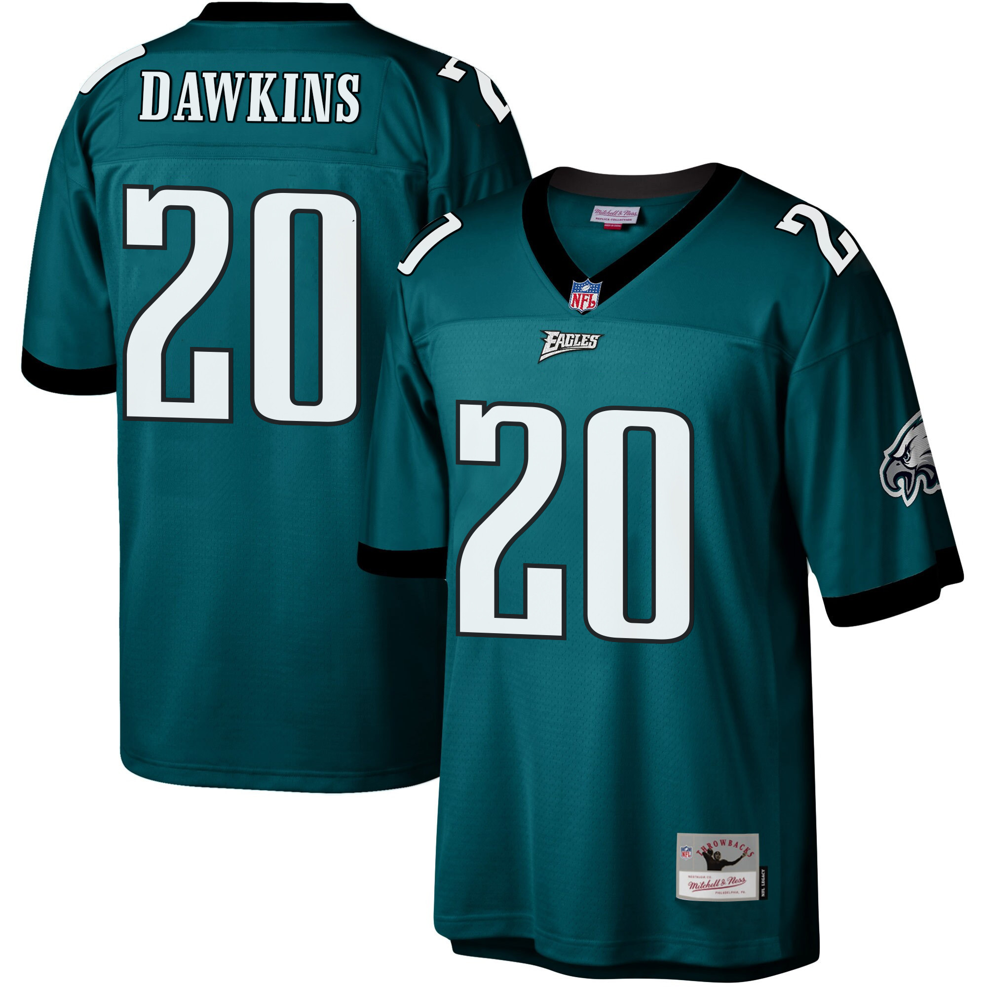 Brian Dawkins Men's Philadelphia Eagles Big & Tall Legacy Midnight Green Jersey - All Stitched
