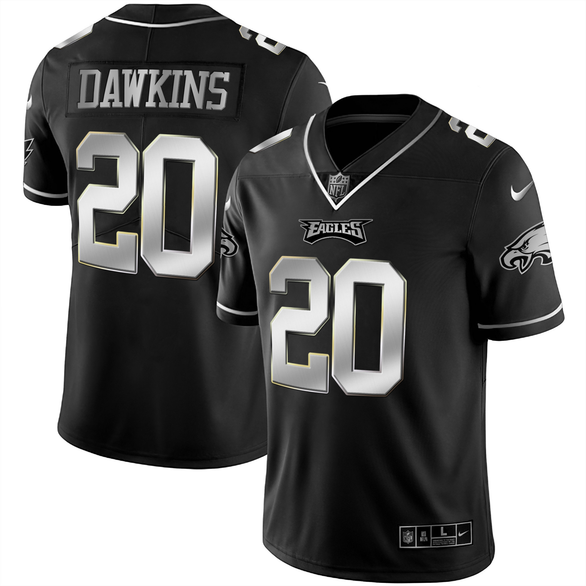 Brian Dawkins Men's Philadelphia Eagles Black Silver Limited - All Stitched Black Silver Limited Jersey - All Stitched