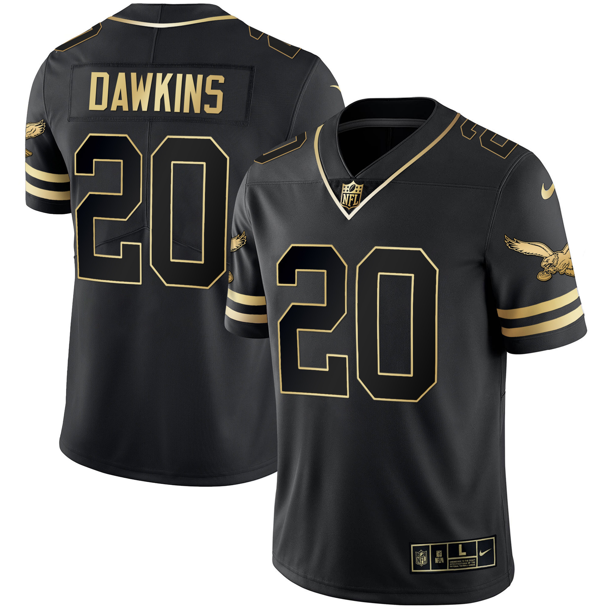Brian Dawkins Men's Philadelphia Eagles Gold & Kelly Vapor Black Gold Jersey - All Stitched