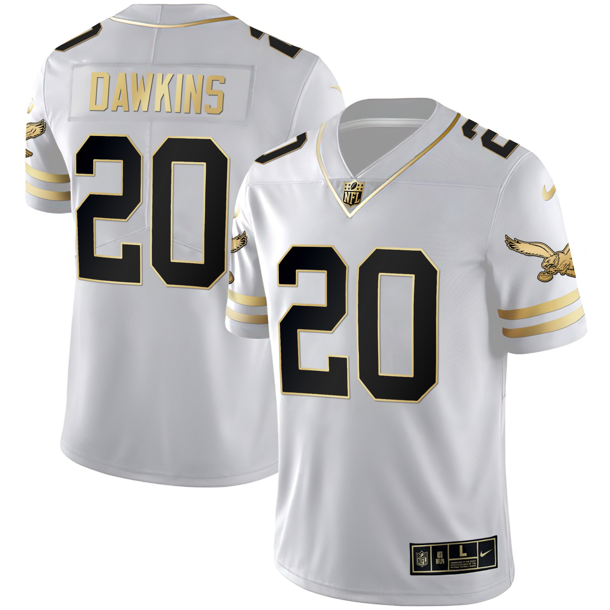 Brian Dawkins Men's Philadelphia Eagles Gold & Kelly Vapor White Gold Jersey - All Stitched