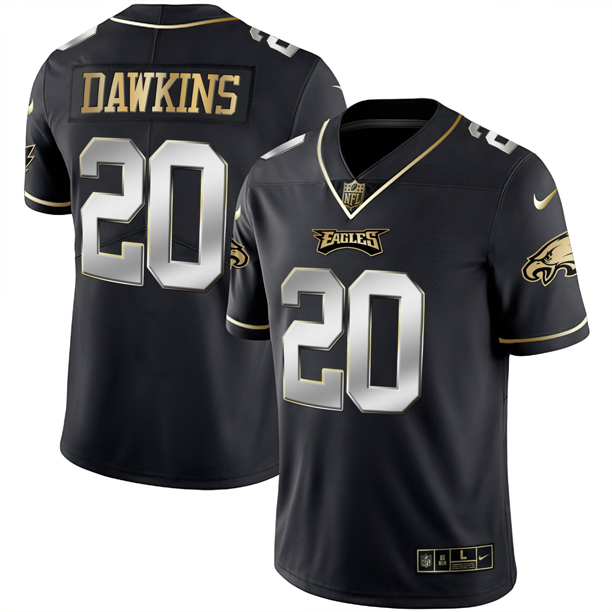 Brian Dawkins Men's Philadelphia Eagles Gold & Split Vapor - All Stitched Black Limited Jersey - All Stitched